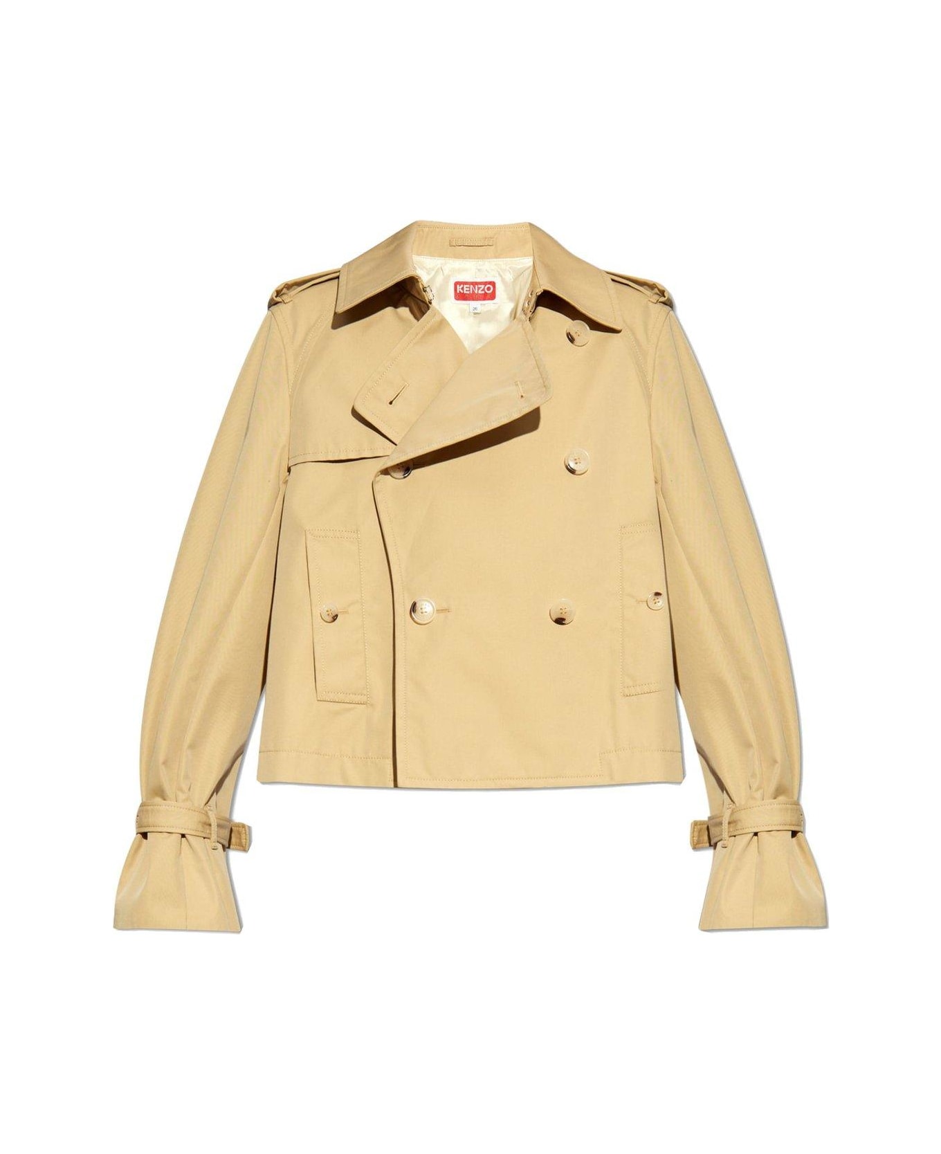 Kenzo Button-up Short Trench Coat - Beige