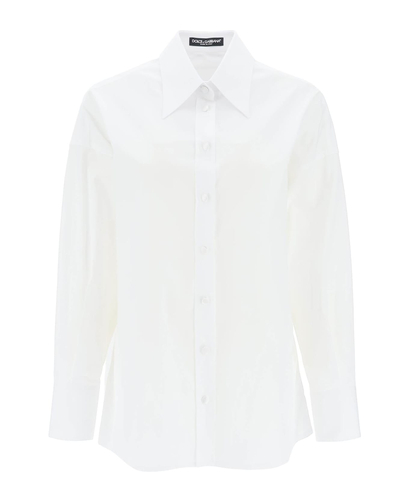 Dolce & Gabbana Maxi Shirt With Satin Buttons - White