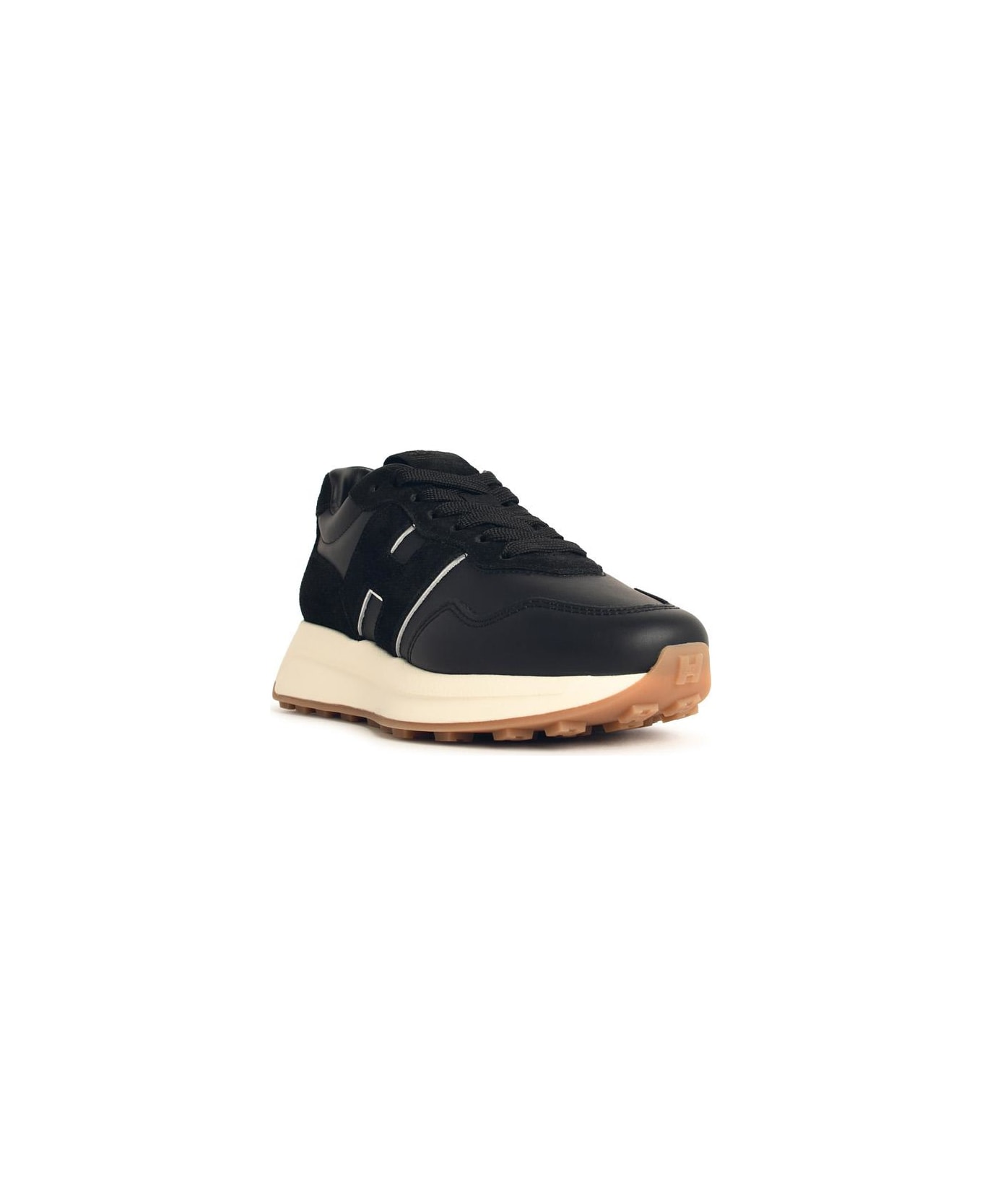Hogan 'h641' Black Leather Sneakers - Black