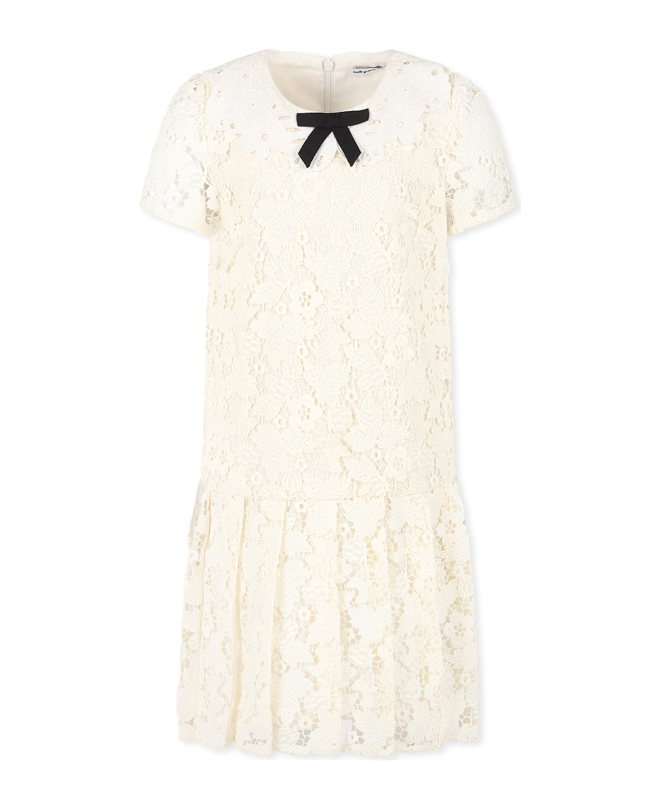 self-portrait Ivory Dress For Girl With Bow - Ivory