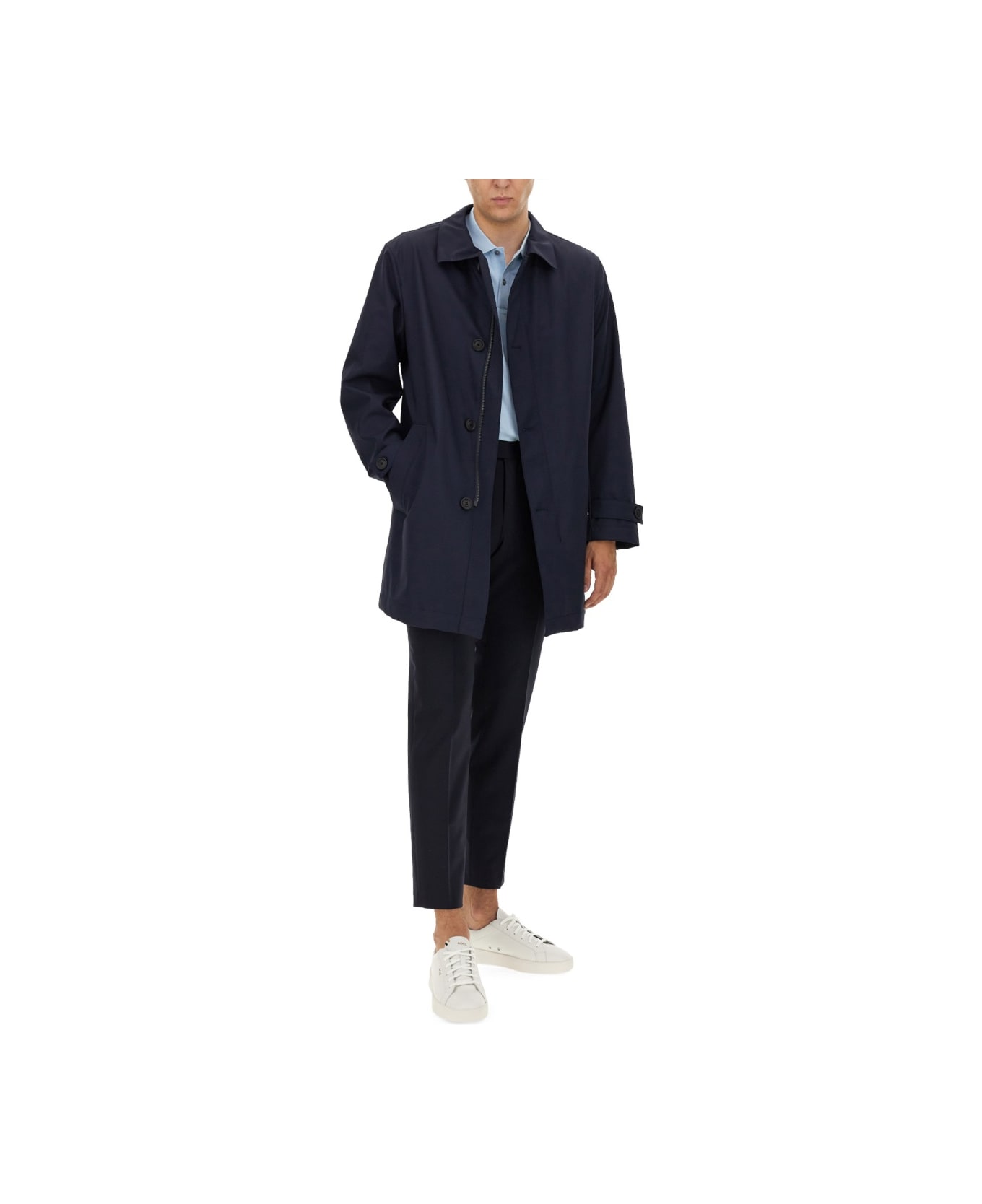 Hugo Boss Trench Coat With Buttons - BLUE