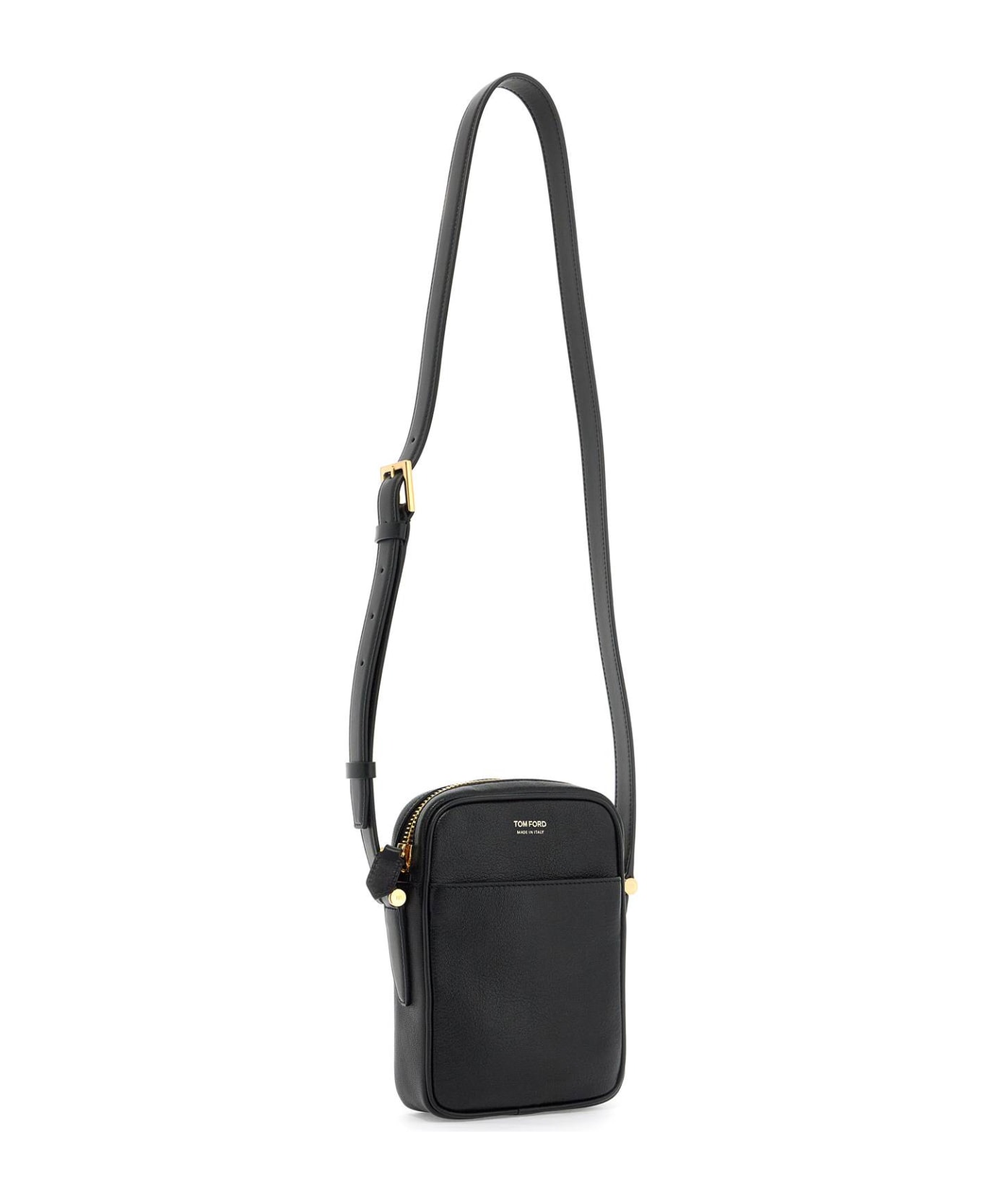 Tom Ford Logo Leather Shoulder Strap - BLACK (Black)