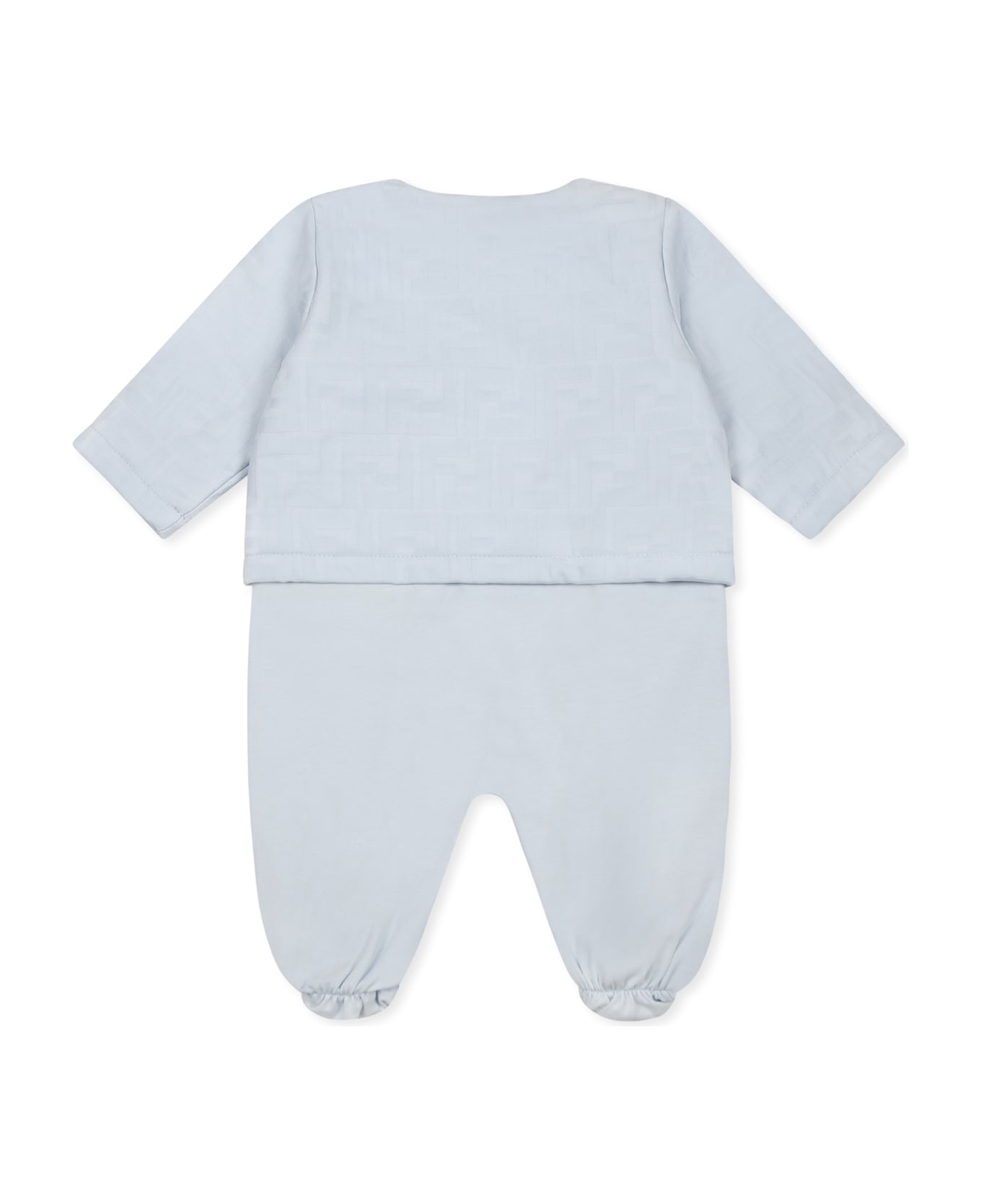 Fendi Light Blue Babygrow Set For Baby Boy With Ff - Light Blue