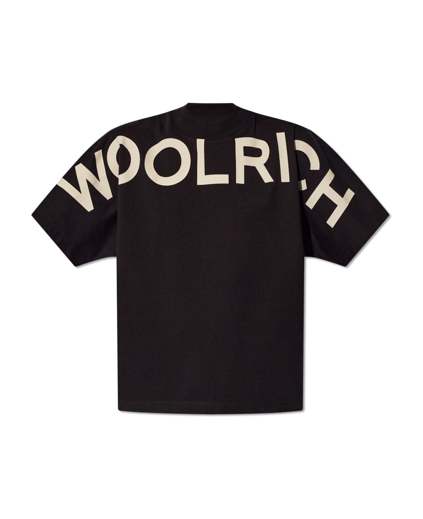 Woolrich Cotton T-shirt With Logo - Black Tシャツ