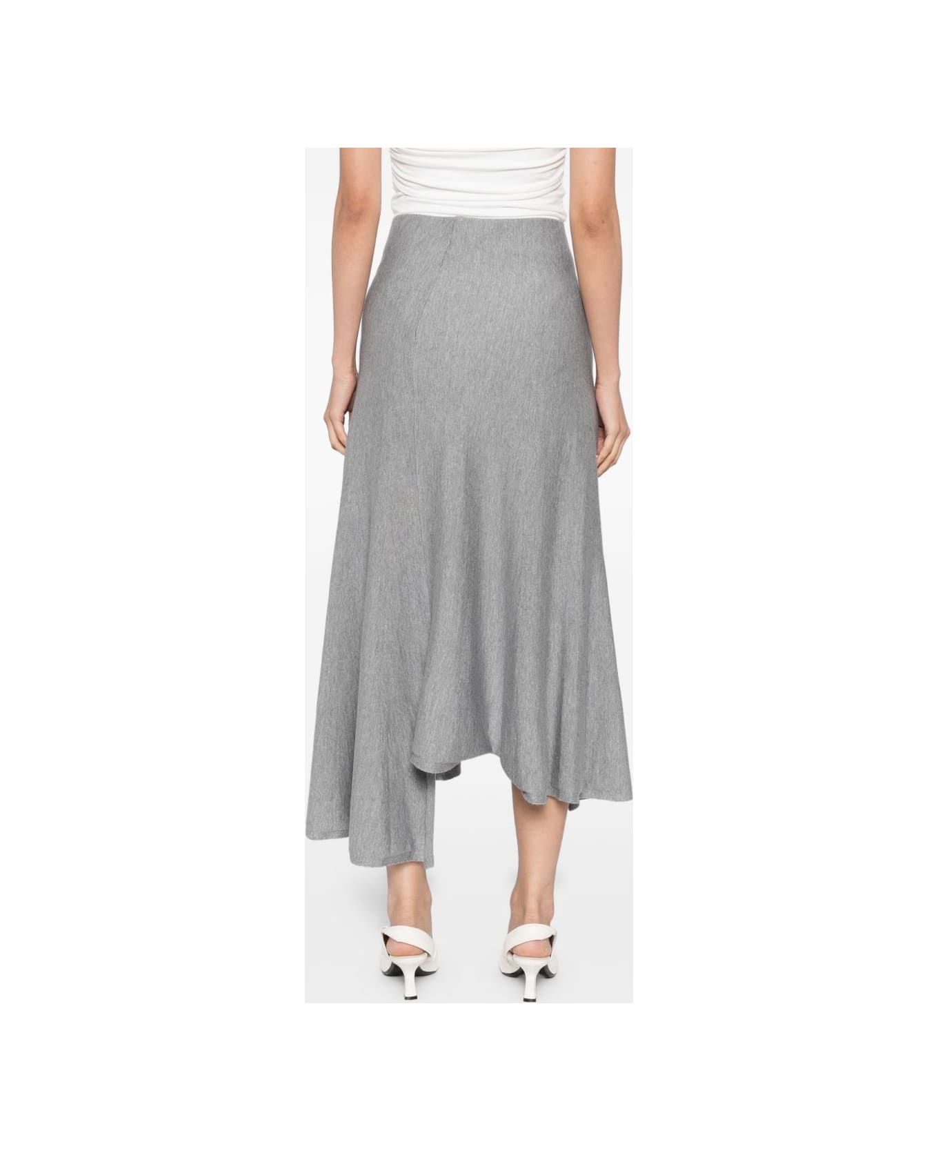 Khaite Miranda Wool Midi Skirt - Light Grey