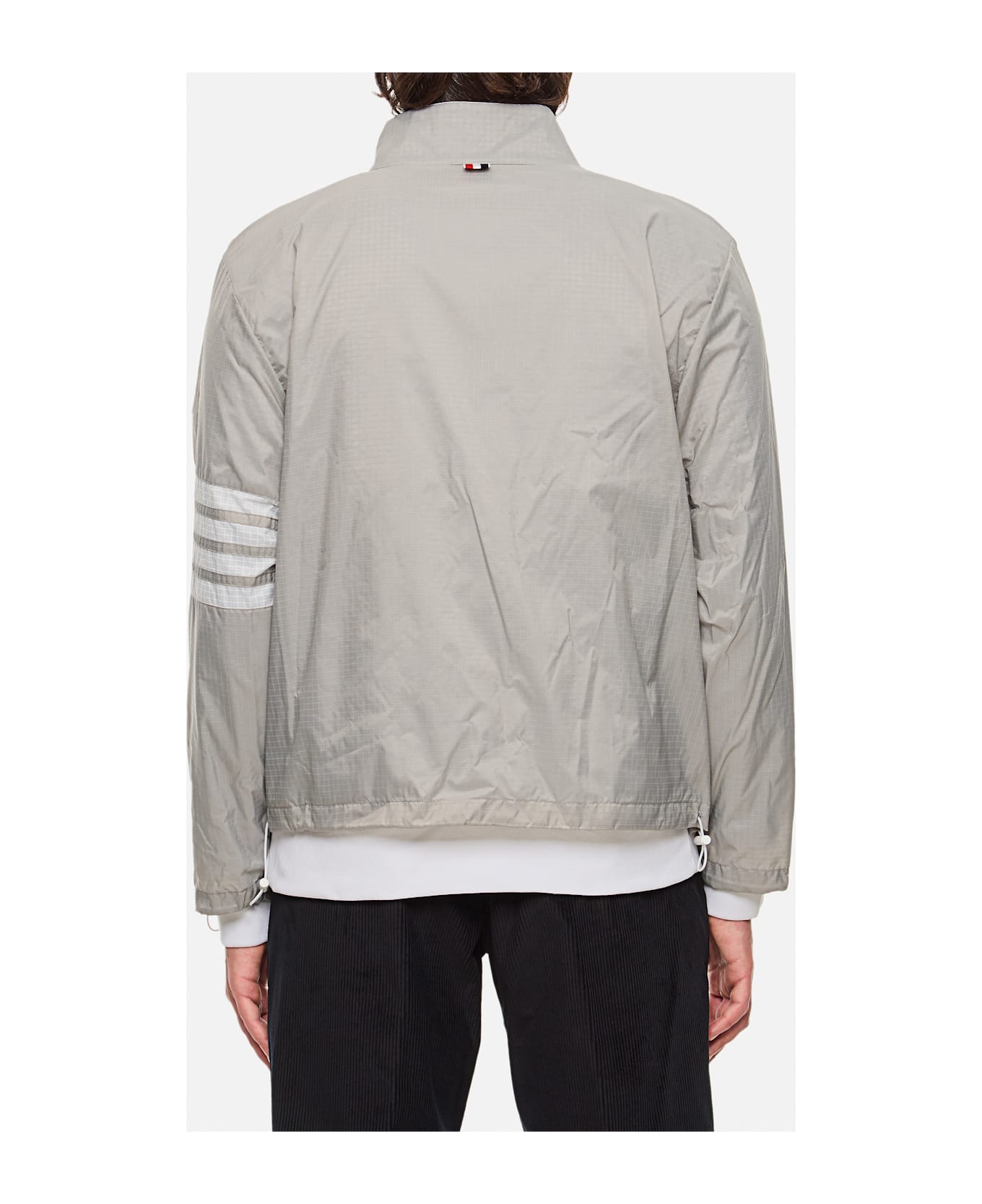 Thom Browne Funnel Neck Jacket W/ 4 Bar - Lt Grey