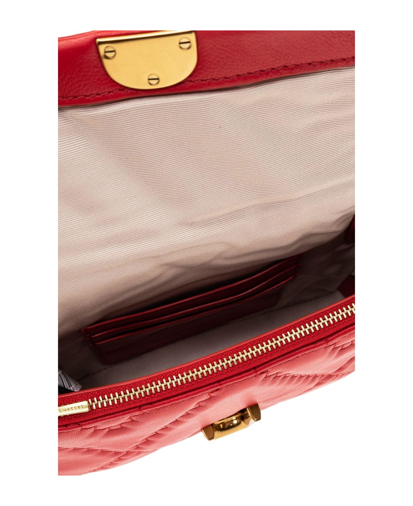 Marc Jacobs Logo Plaque Quilted Shoulder Bag - True Red