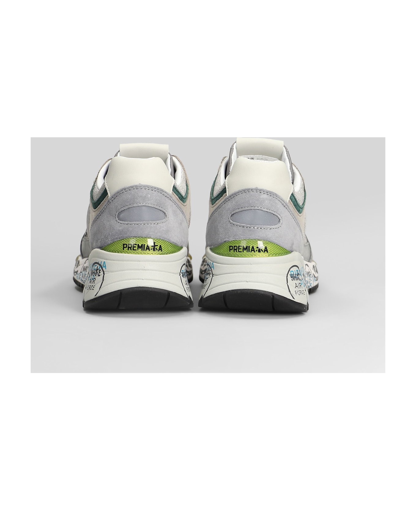 Premiata Mase Sneakers In Grey Suede And Fabric - grey