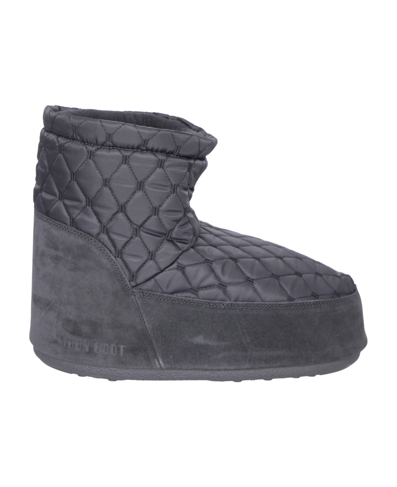 Moon Boot Icon Low No Lace Quilted Black - Black ブーツ