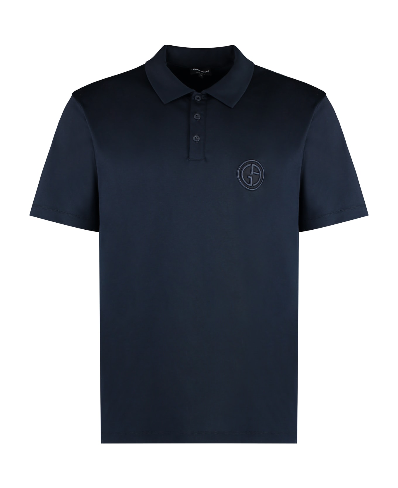 Giorgio Armani Short Sleeve Cotton Polo Shirt - blue ポロシャツ
