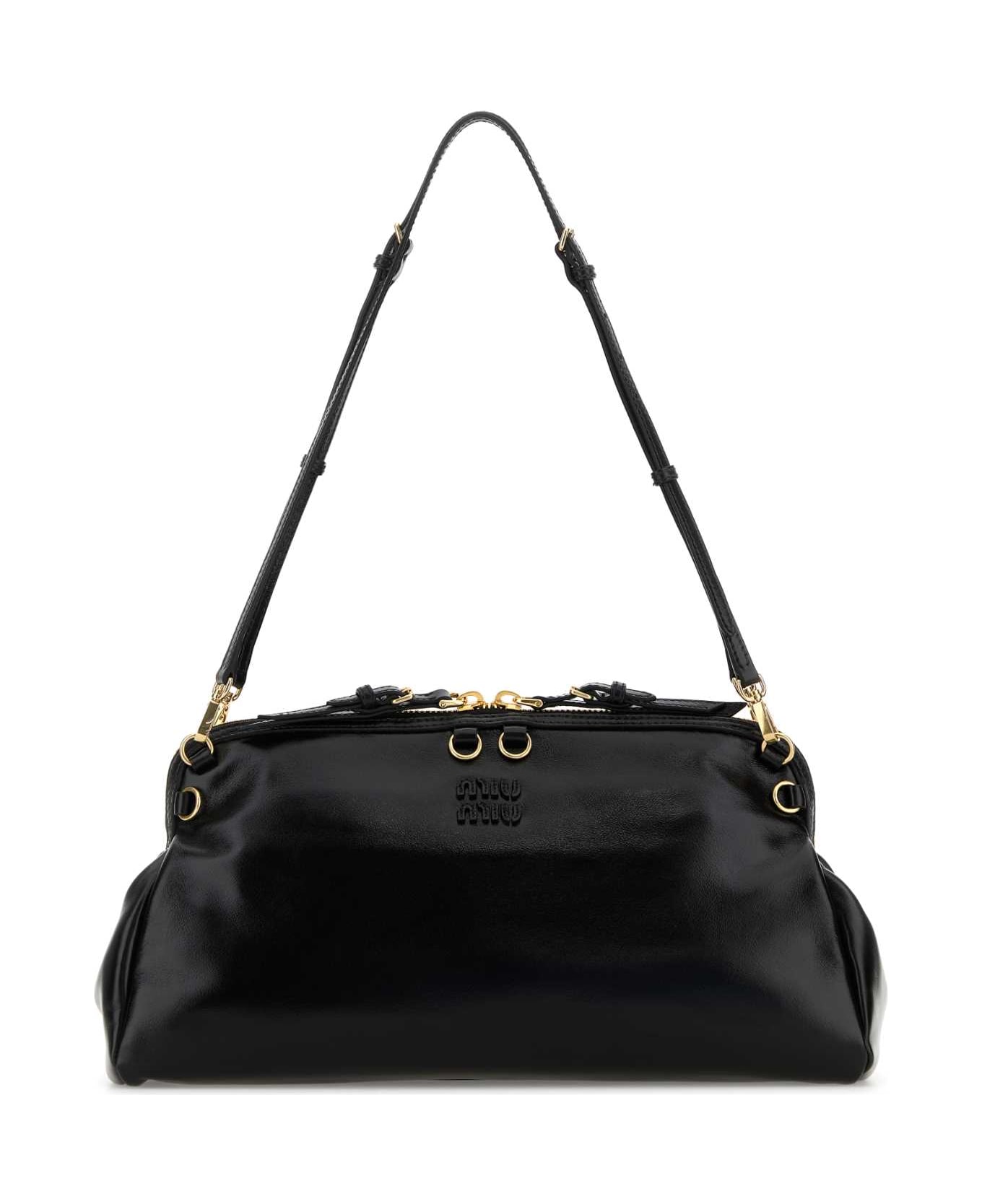 Miu Miu Black Leather Shoulder Bag - NERO