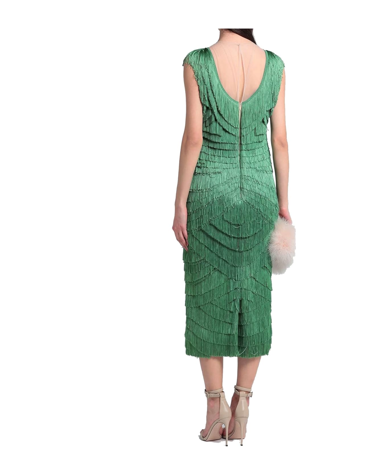 Dolce & Gabbana Fringed Midi Dress - Green ワンピース＆ドレス