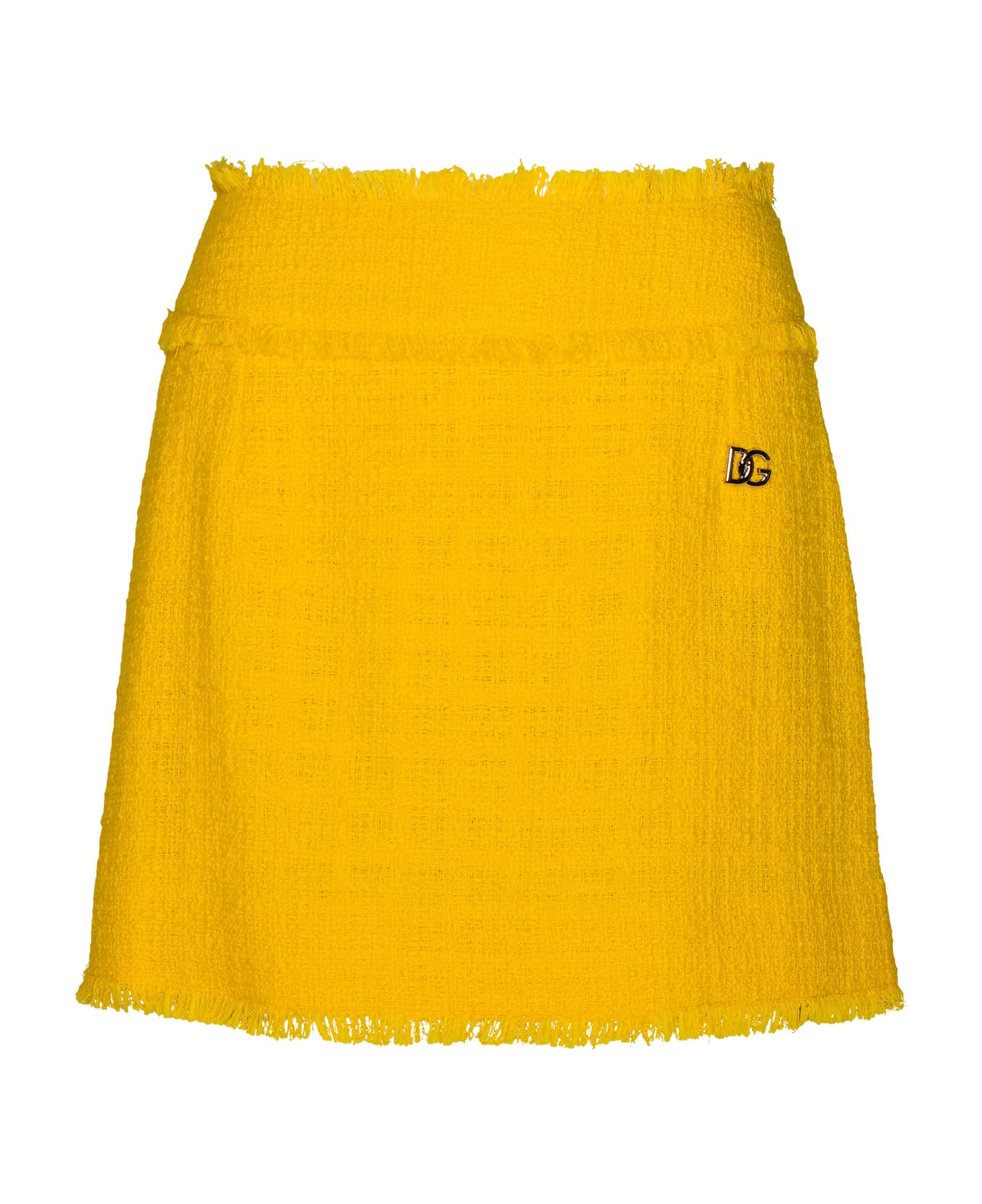 Dolce & Gabbana Yellow Cotton Blend Miniskirt - Yellow