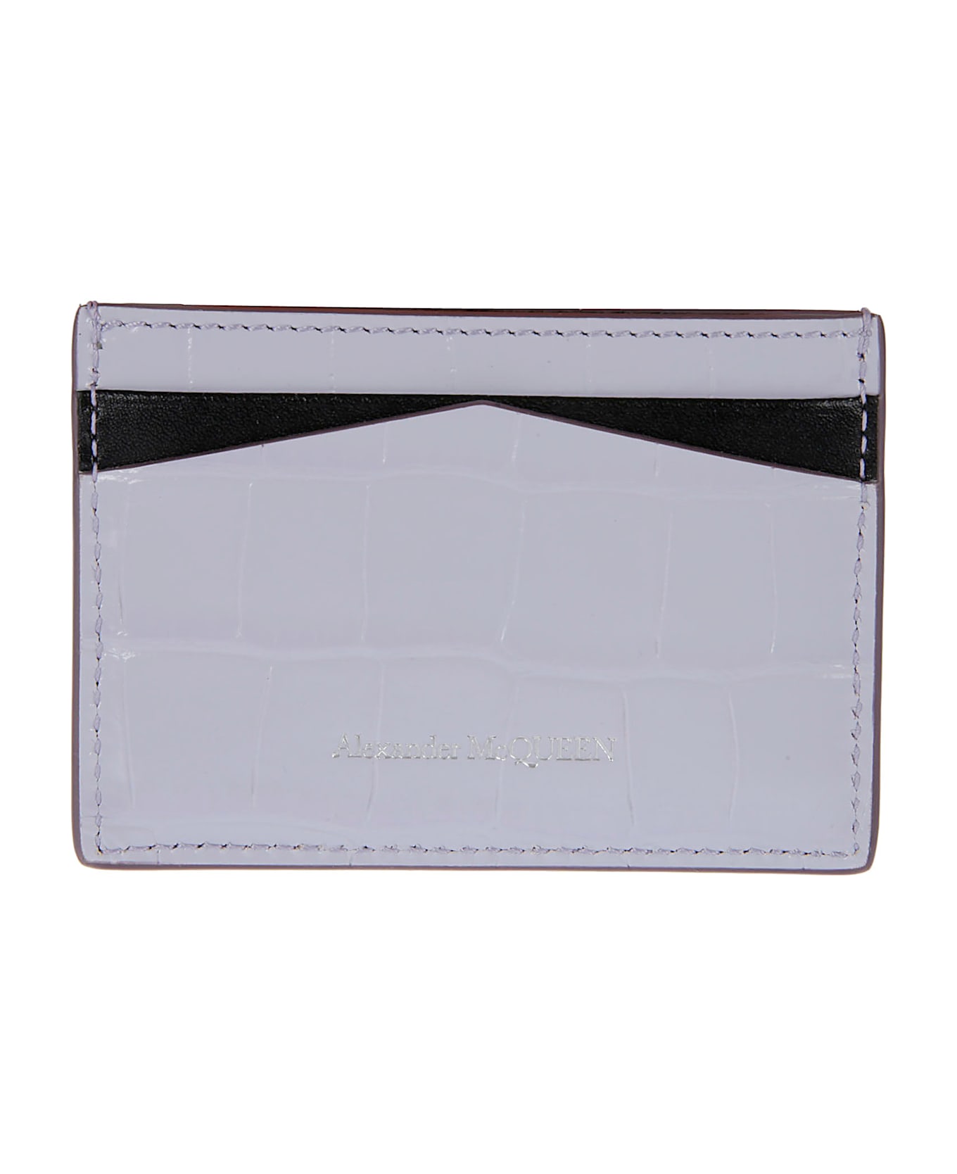 Alexander McQueen Croco Embossed Skull Card Holder - Lavender