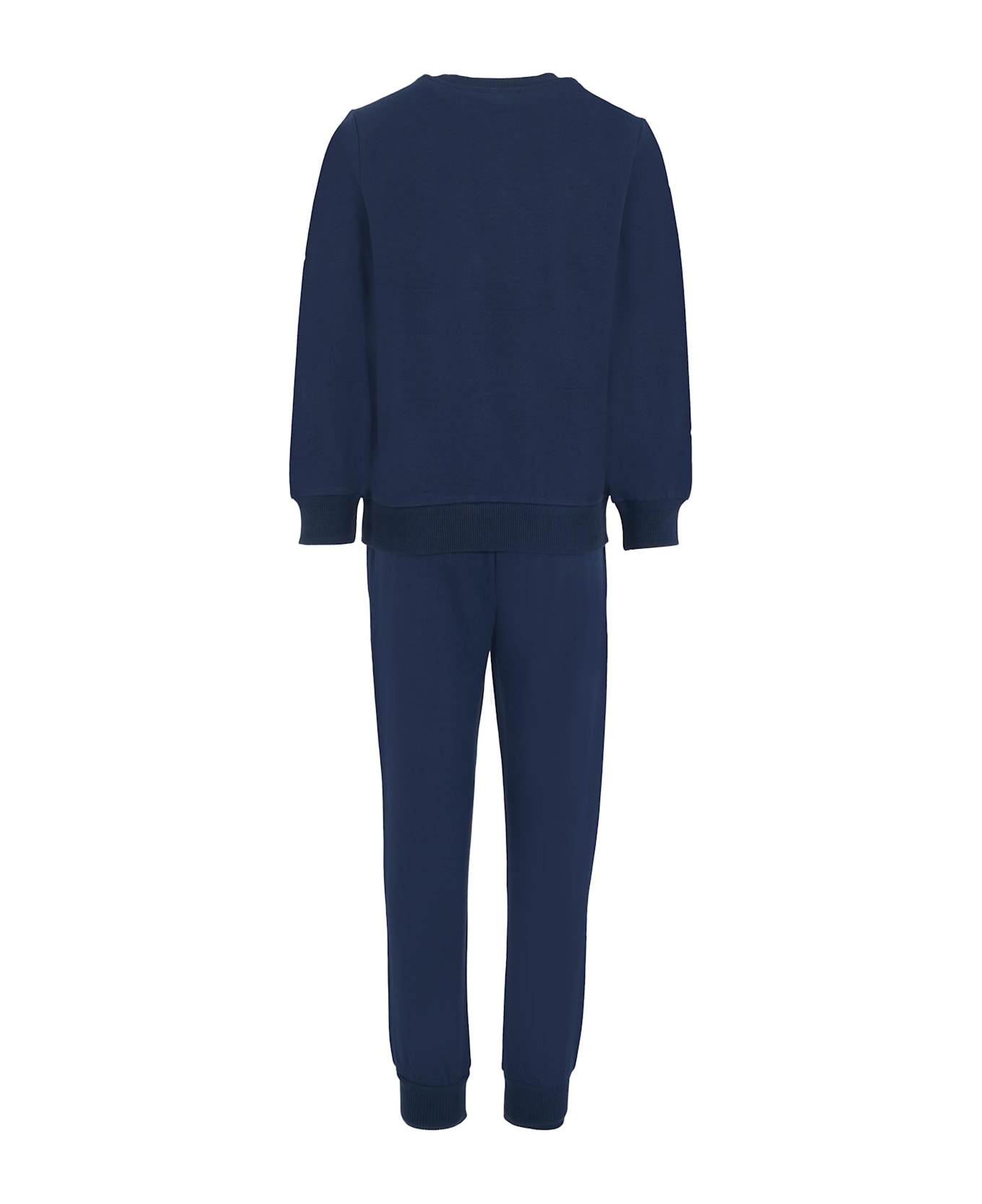 Moschino Blue Suit For Kids With Logo - Blue