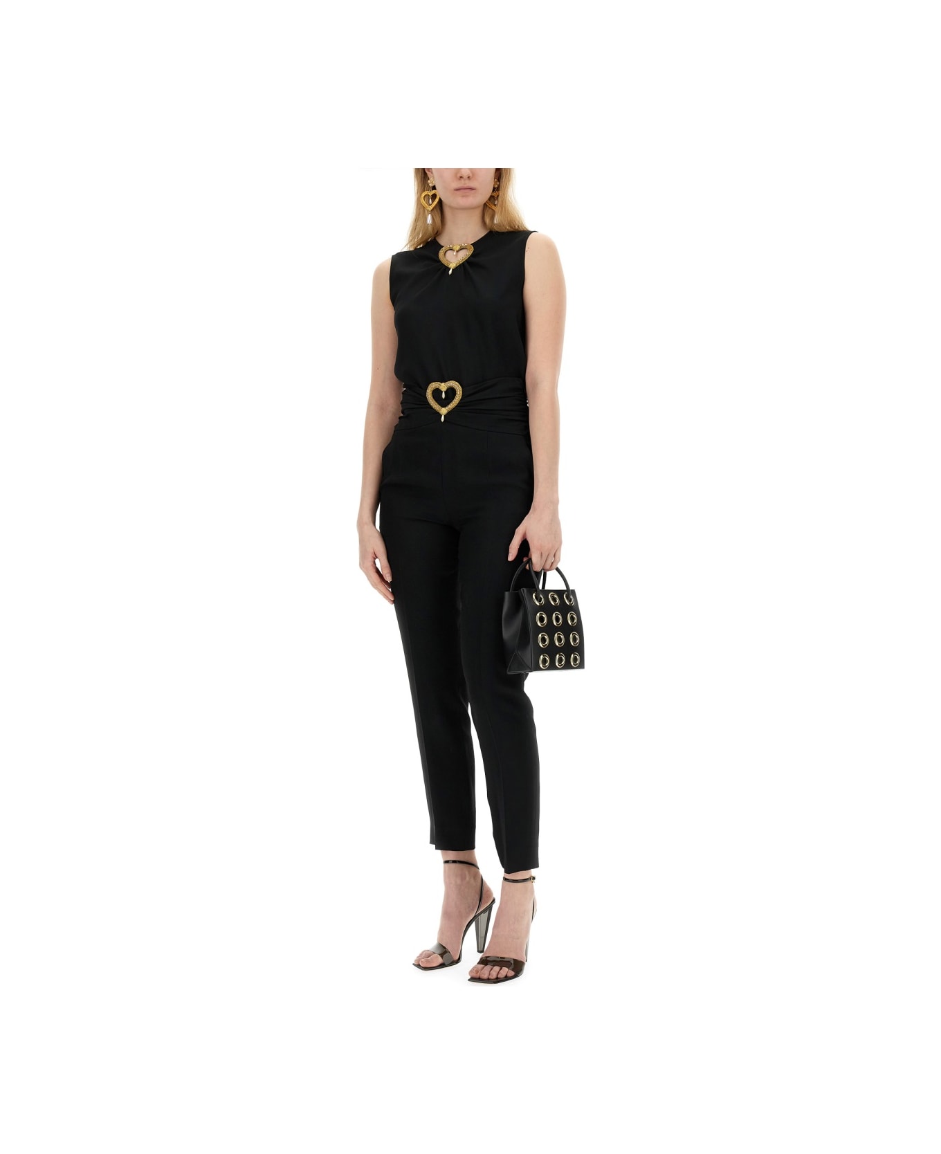 Moschino Pants With Heart Application - BLACK
