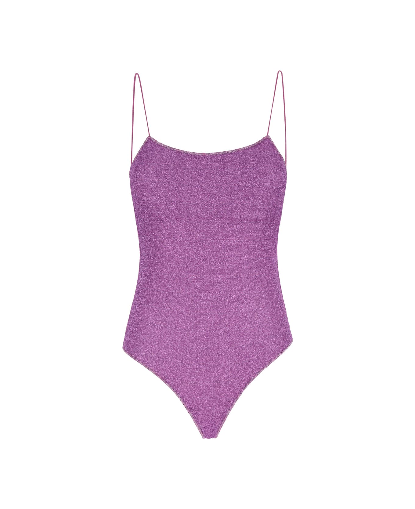 Oseree 'lumière Maillot' Violet Swimsuit With Open Back In Lurex Woman - Pink