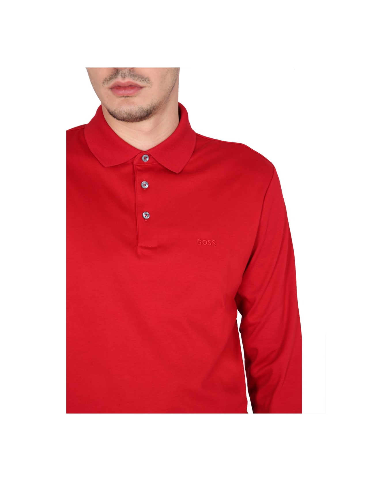 Hugo Boss Polo With Logo Embroidery - RED
