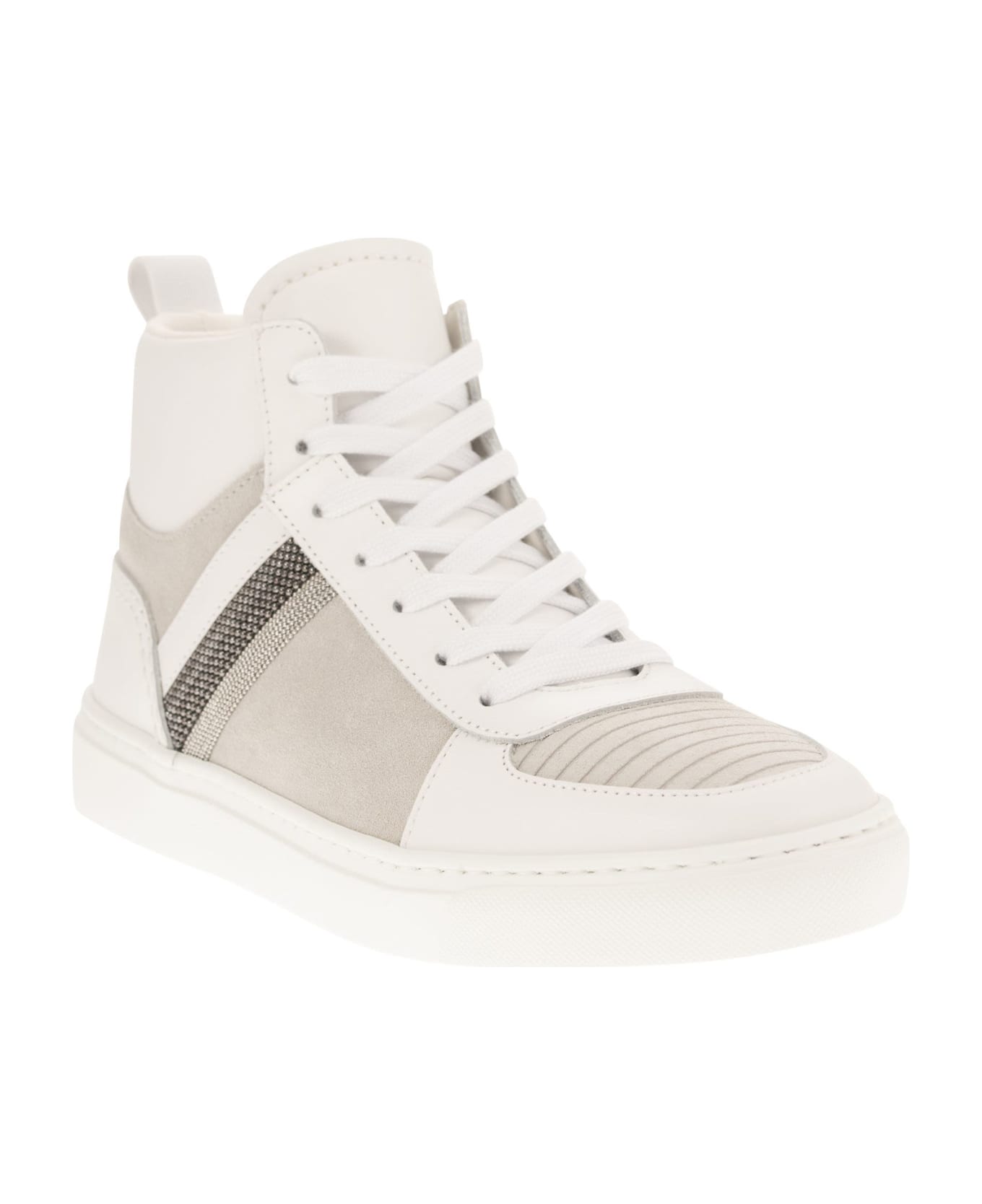 Fabiana Filippi High Leather Sneakers - White/ecru