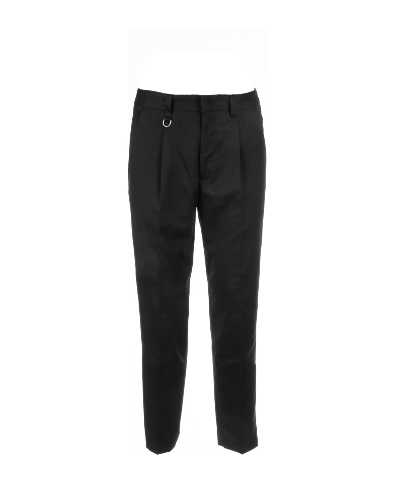 Paolo Pecora Black Trousers In Cotton And Linen Blend - NERO