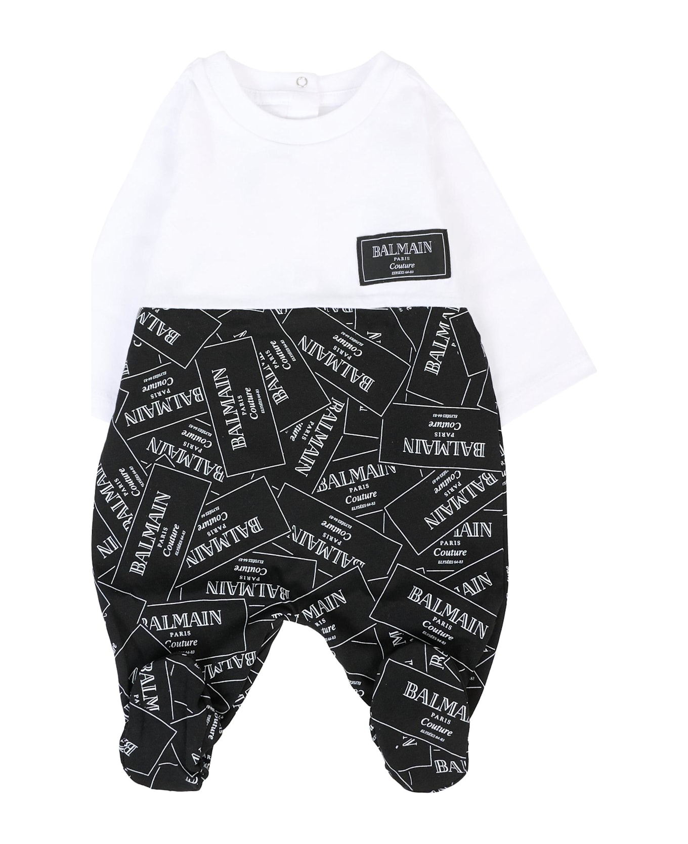 Balmain Black Babygrow Set For Babykids With Logo - Black
