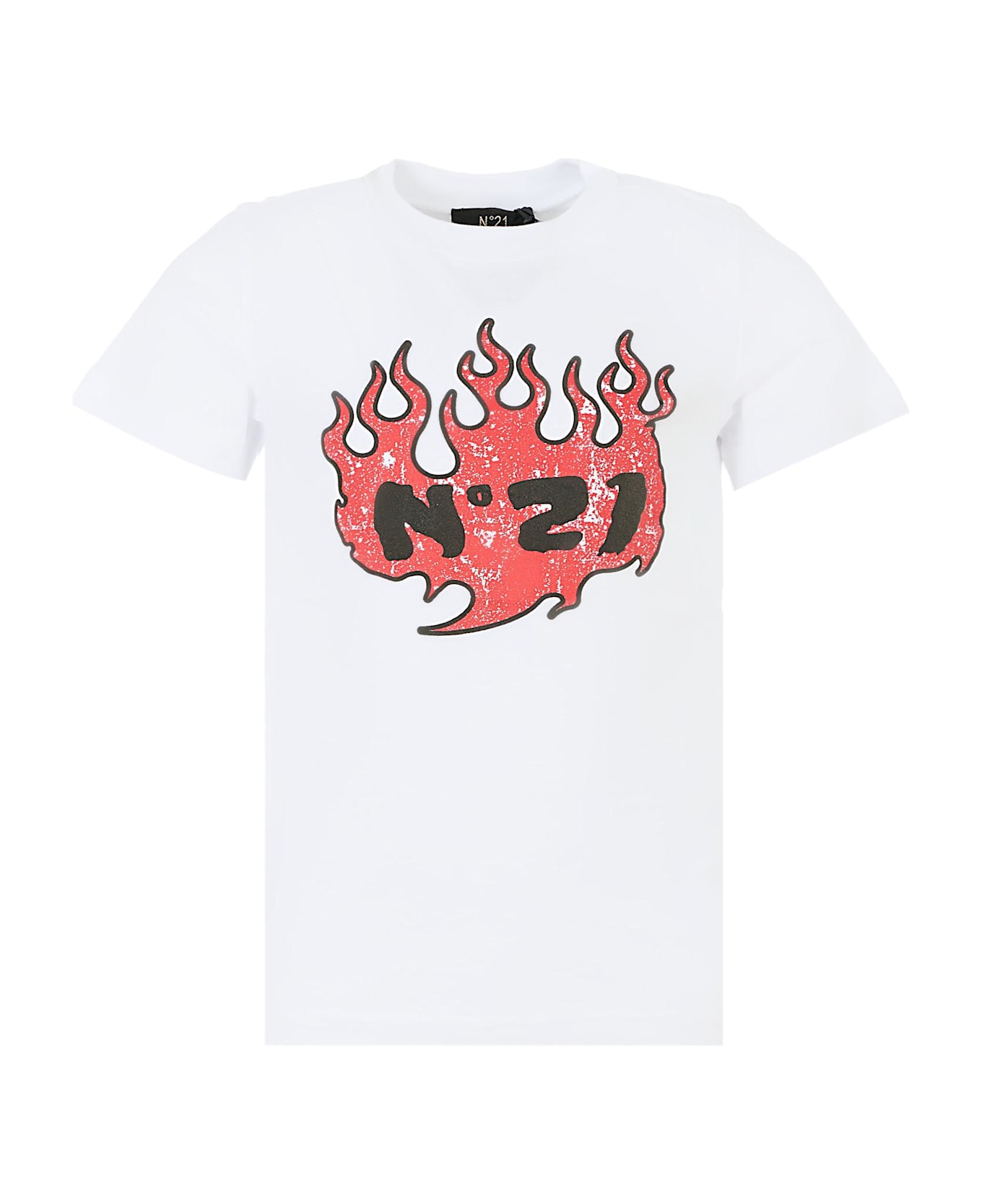 N.21 White T-shirt For Boy With Logo - White Tシャツ＆ポロシャツ