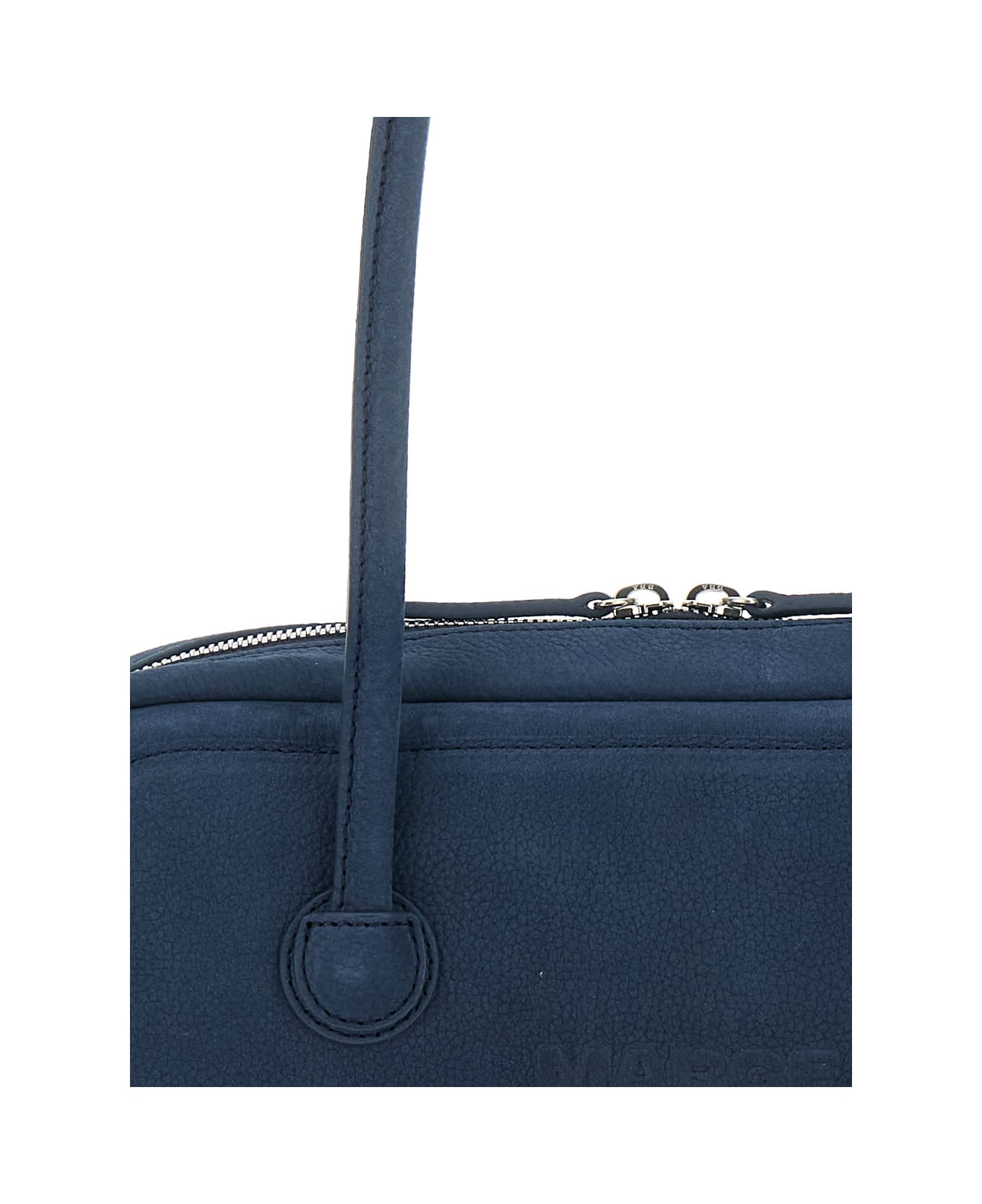 Marge Sherwood 
boston
 Blue Shoulder Bag With Embossed Logo Lettering On The Front In Leather Woman - Blu