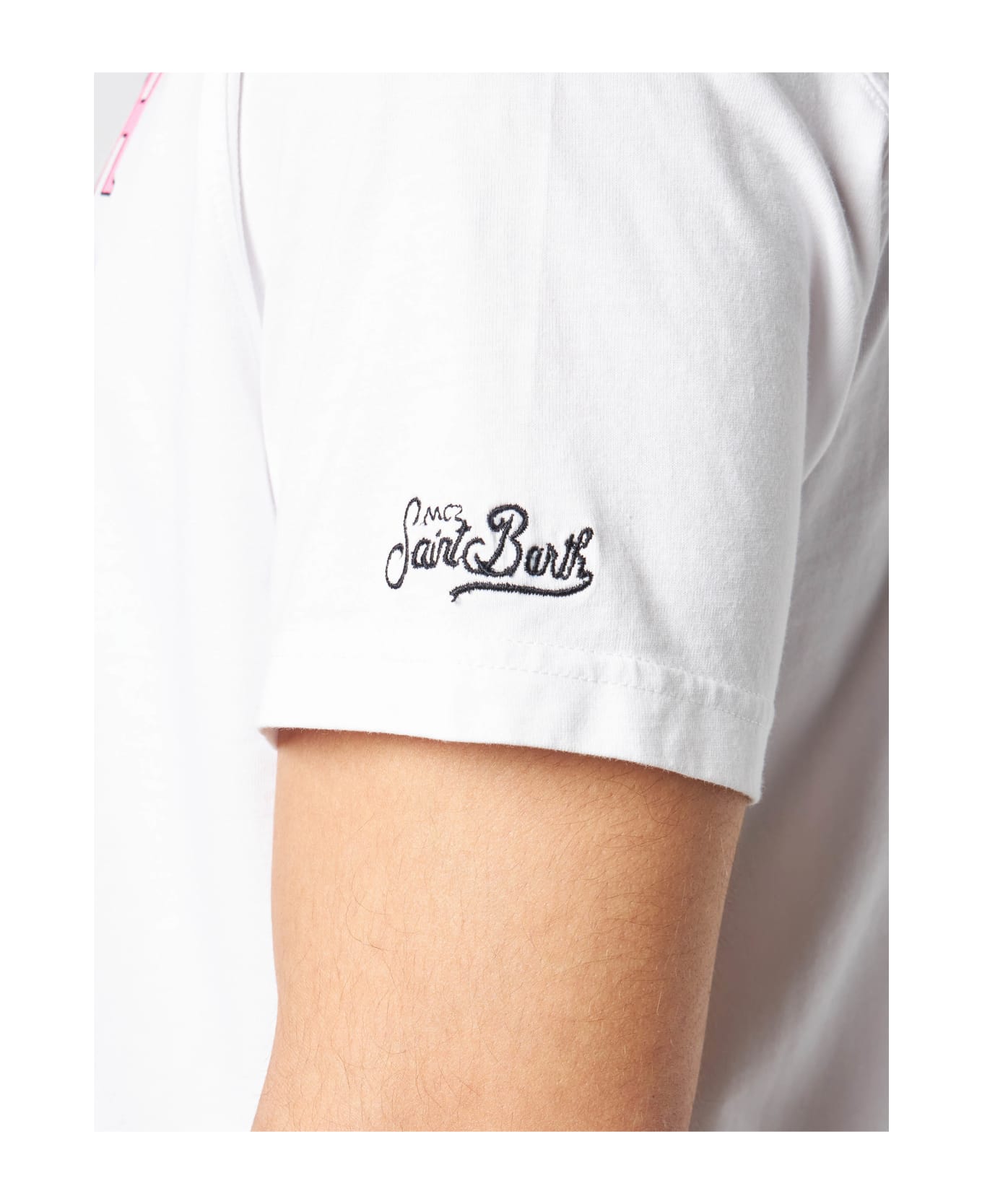 MC2 Saint Barth Man Cotton T-shirt With St.barth Airlines Print - WHITE シャツ