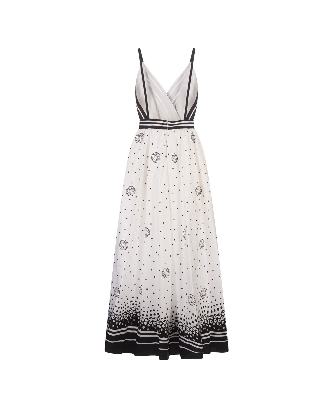 Elie Saab Moon Printed Cotton Dress In White And Black - White
