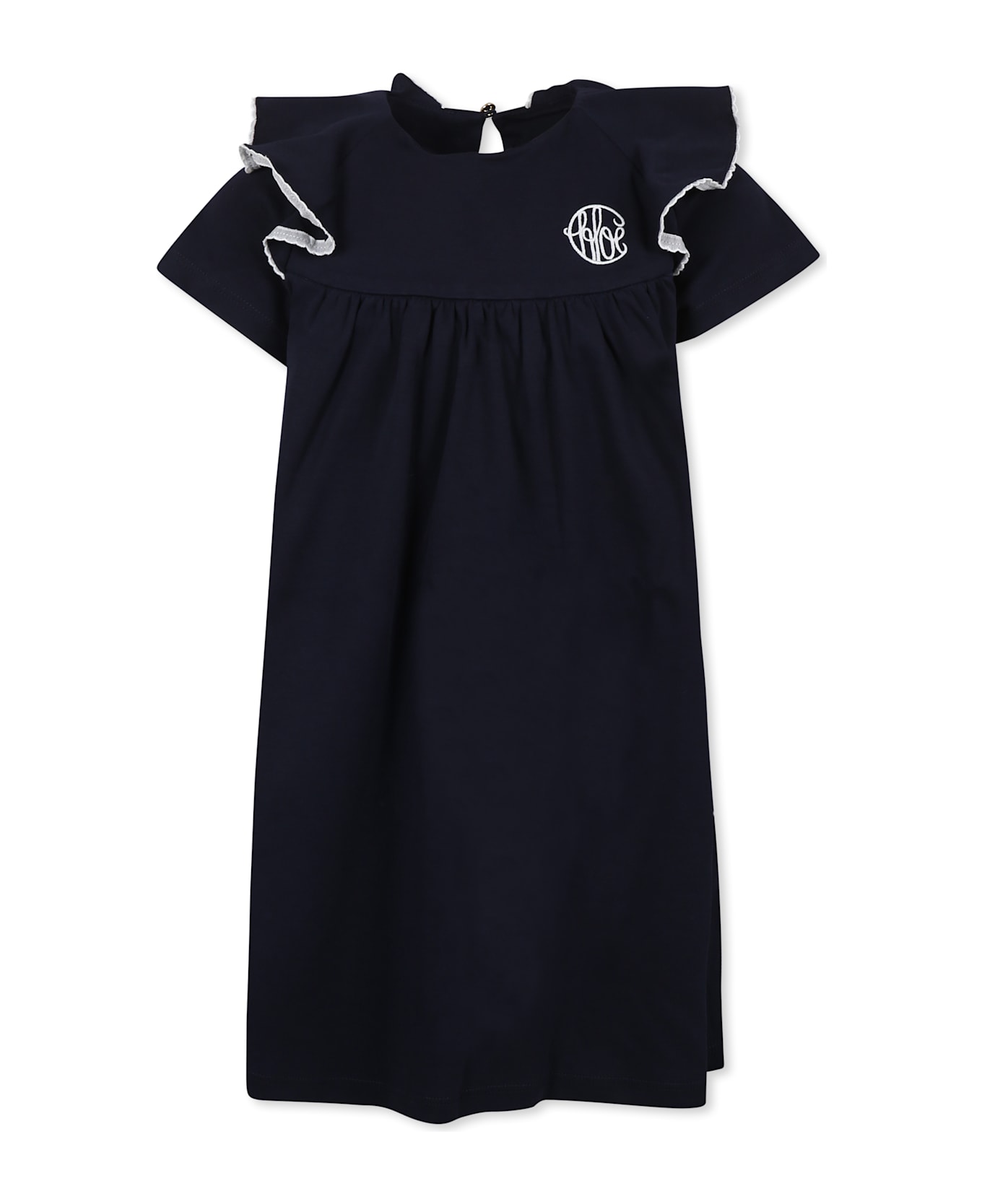 Chloé Blue Dress For Girl With Logo - Blue