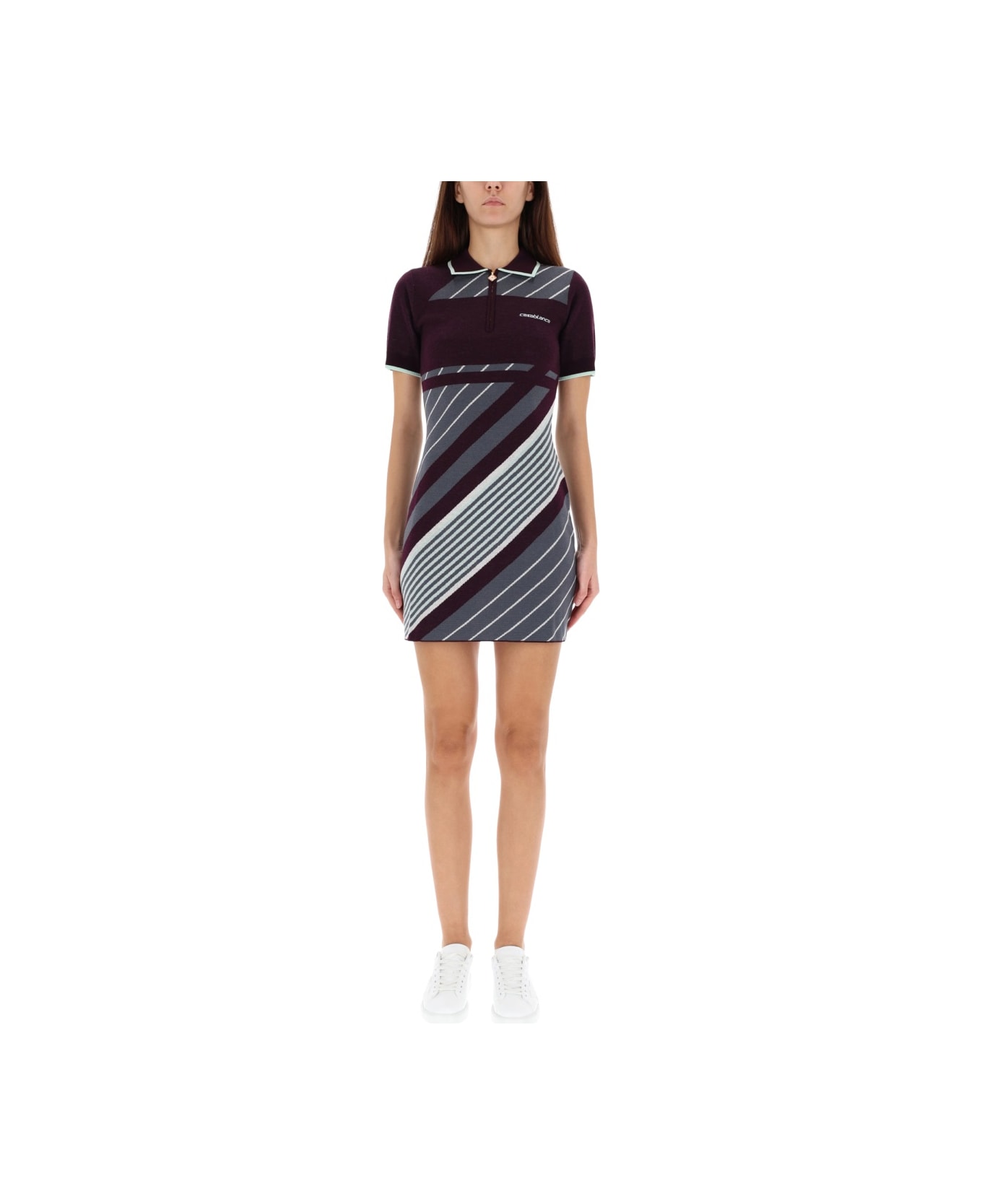 Casablanca "diagonal" Tennis Polo Dress - PURPLE