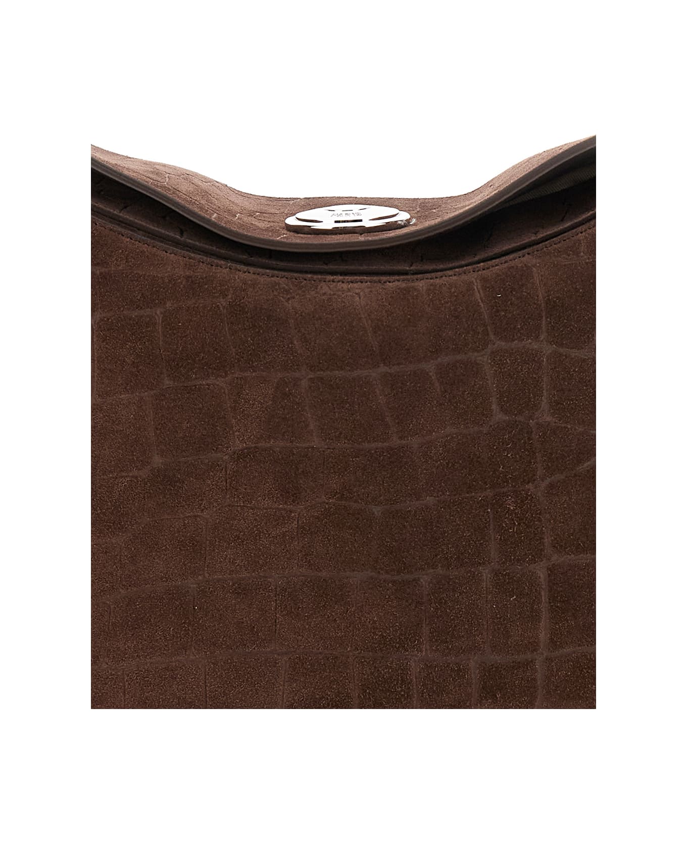 Jacquemus 
le Calisso Rond Large
 Brown Shoulder Bag With Adjustable Strap And Embossed Crodocile Effect In Leather Woman - Brown
