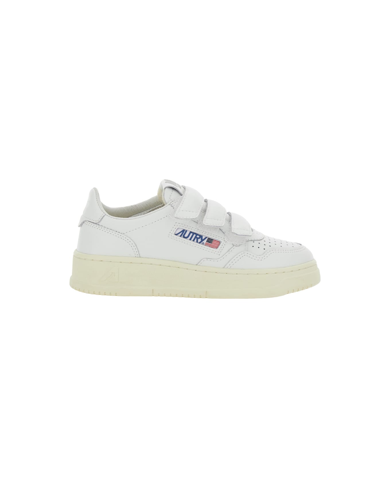 Autry 
kidstripes
 White Low Top Sneakers With Patch Logo On The Tongue And On The Side In Leather Boy - White