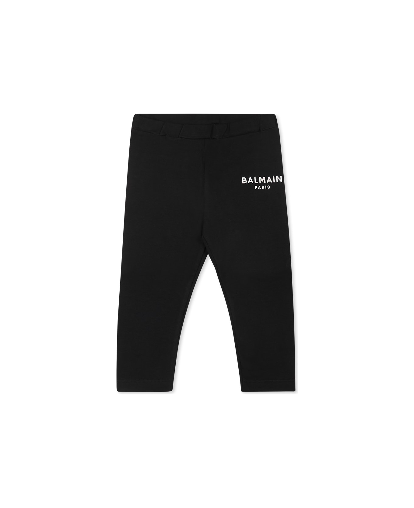 Balmain Black Leggings For Baby Girl With Logo - Black