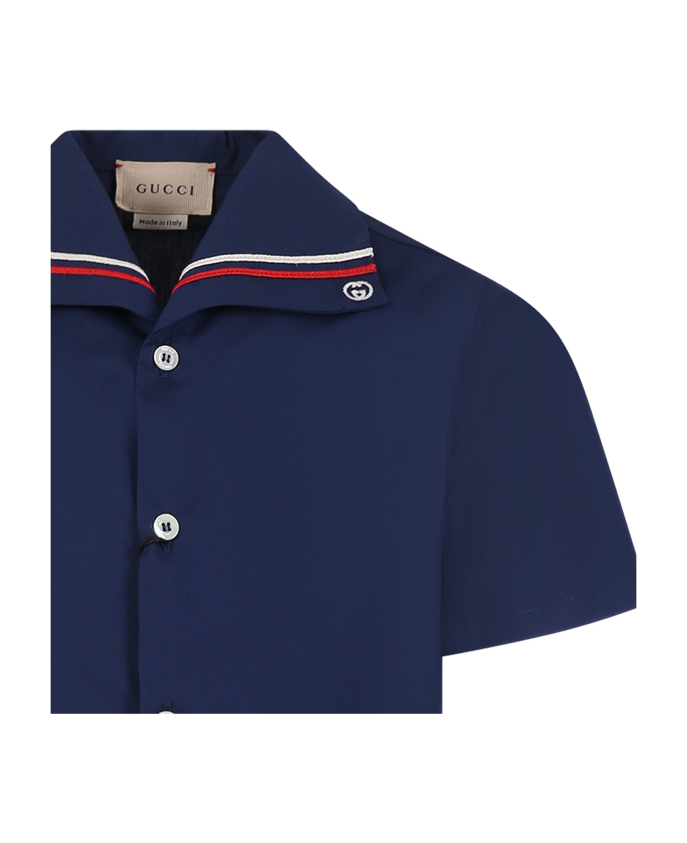 Gucci Blue Shirt For Boy With Double G - Blue
