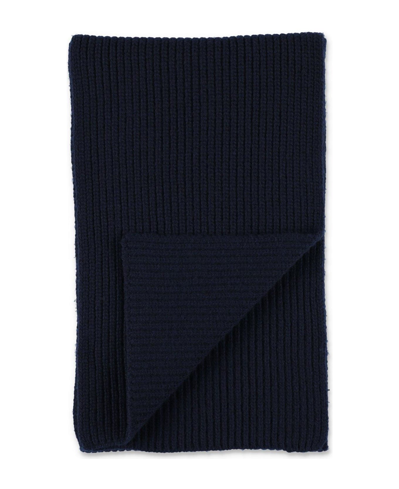 Stone Island Logo Patch Knitted Scarf - NAVY BLUE