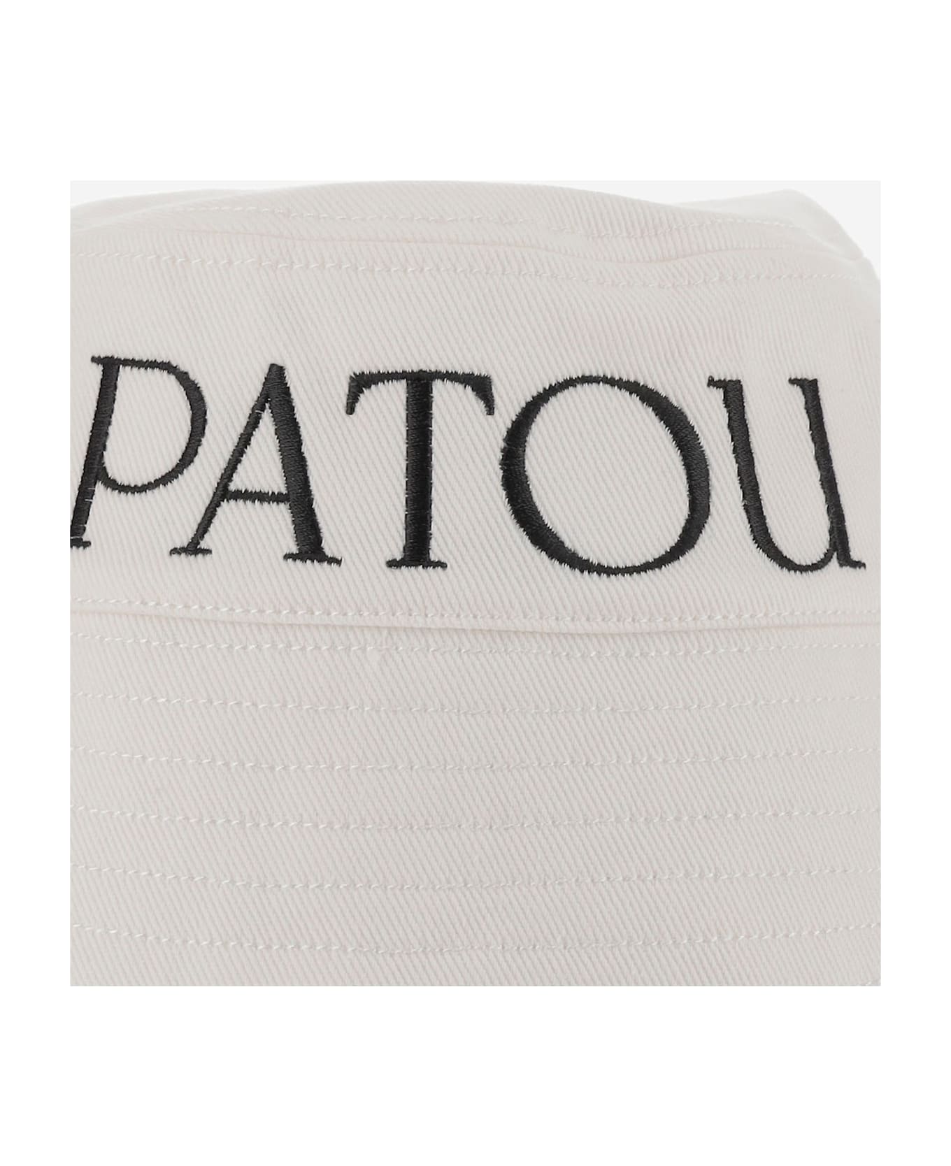 Patou Cotton Bucket Hat With Logo - White