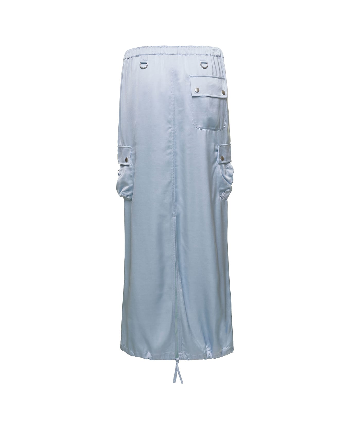 Coperni Light Blue Cargo Skirt With Drawsrtring In Satin Viscose Woman - Blu