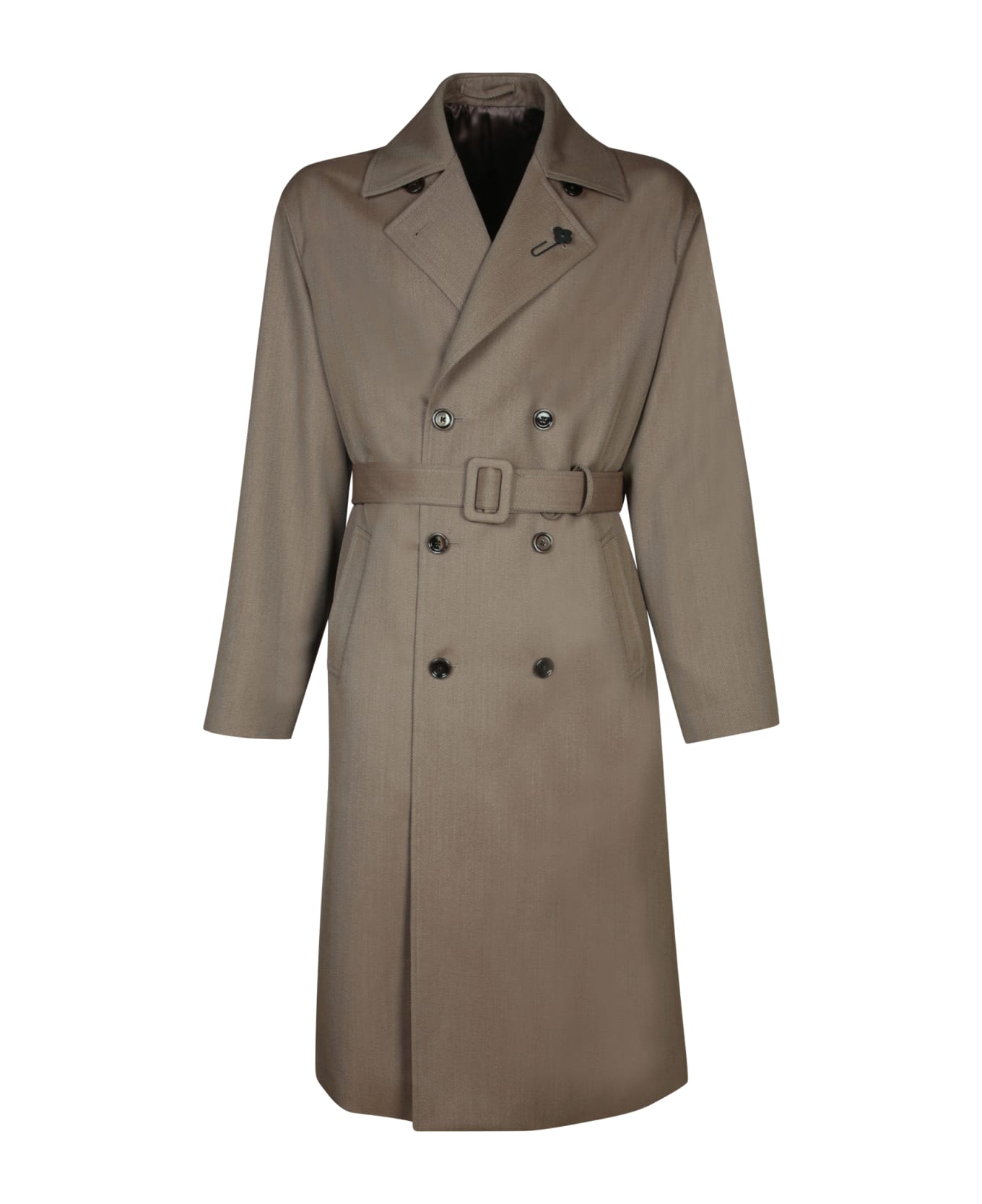 Lardini Beige Wool Trench Coat - Brown