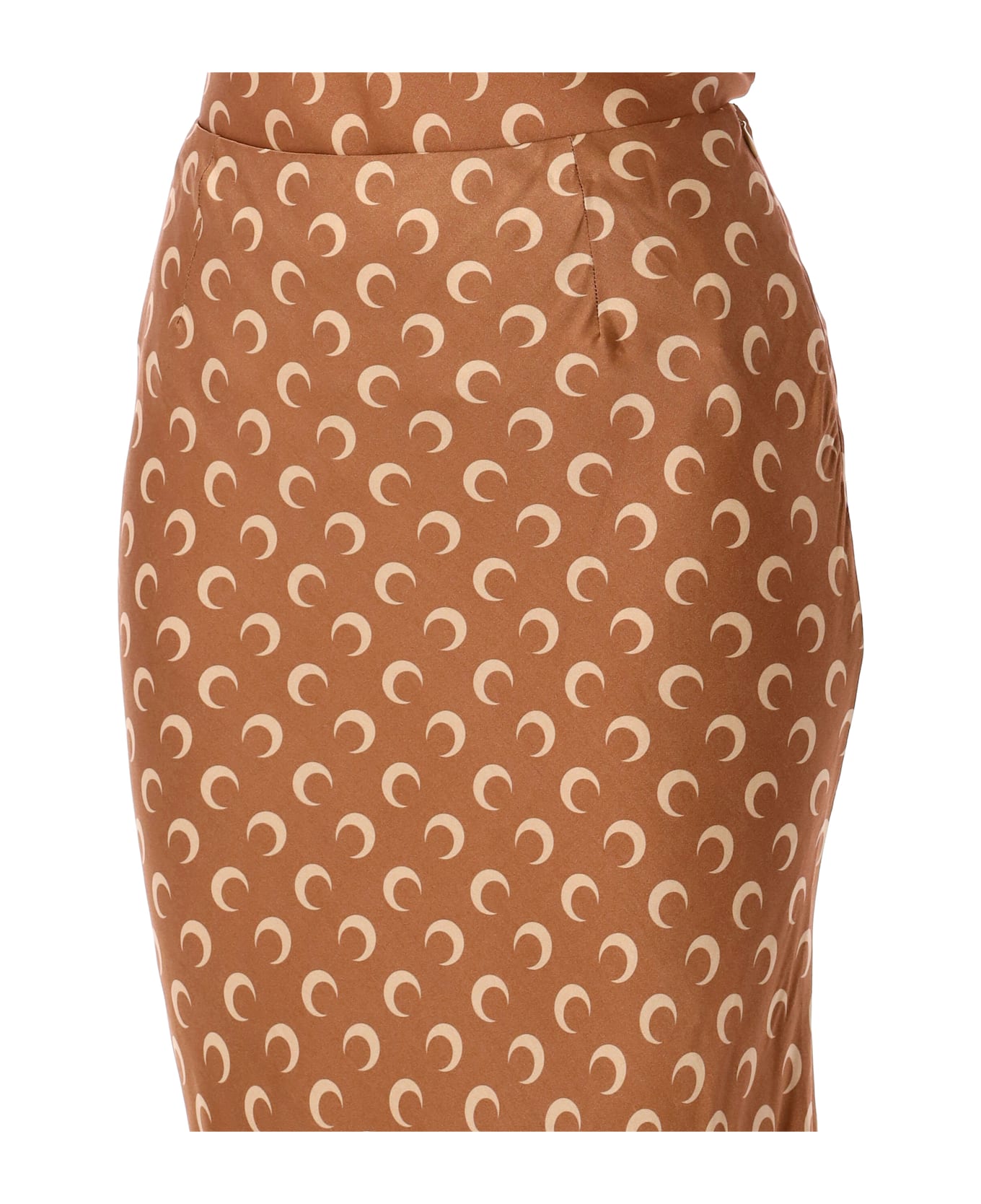 Marine Serre Moon Satin Midi Skirt - DARK CAMEL