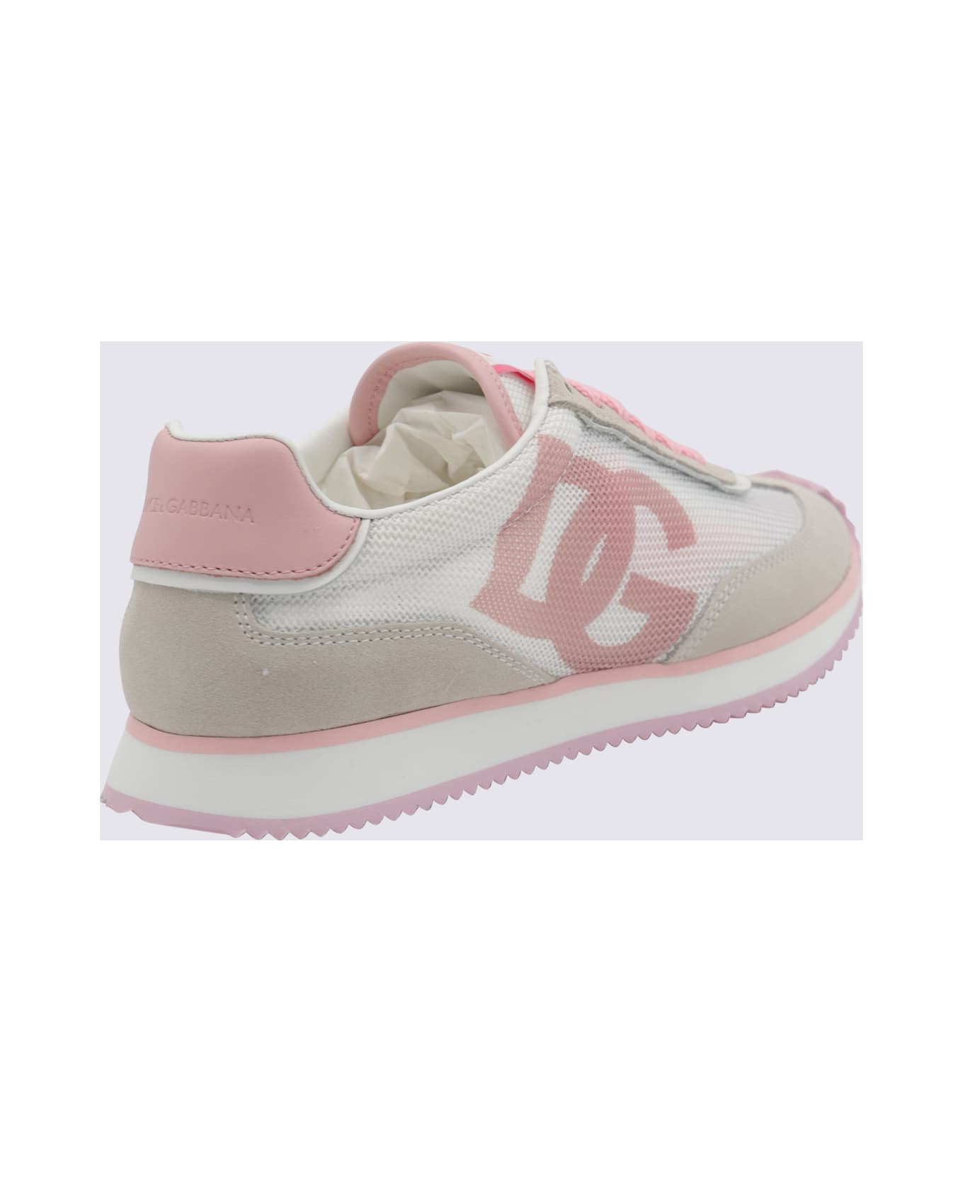Dolce & Gabbana White And Pink Sneakers - White
