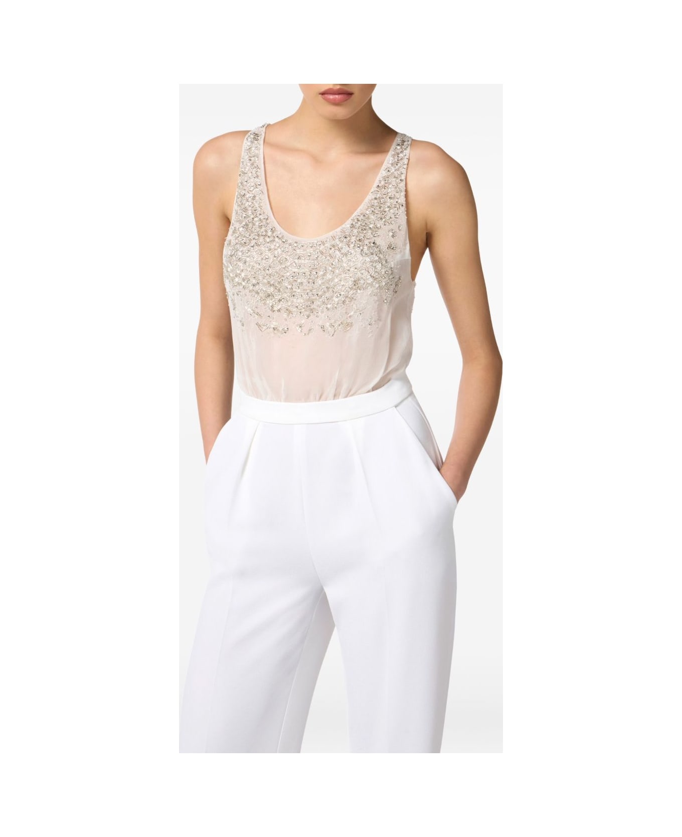 Elisabetta Franchi Decorated Jumpsuit - White