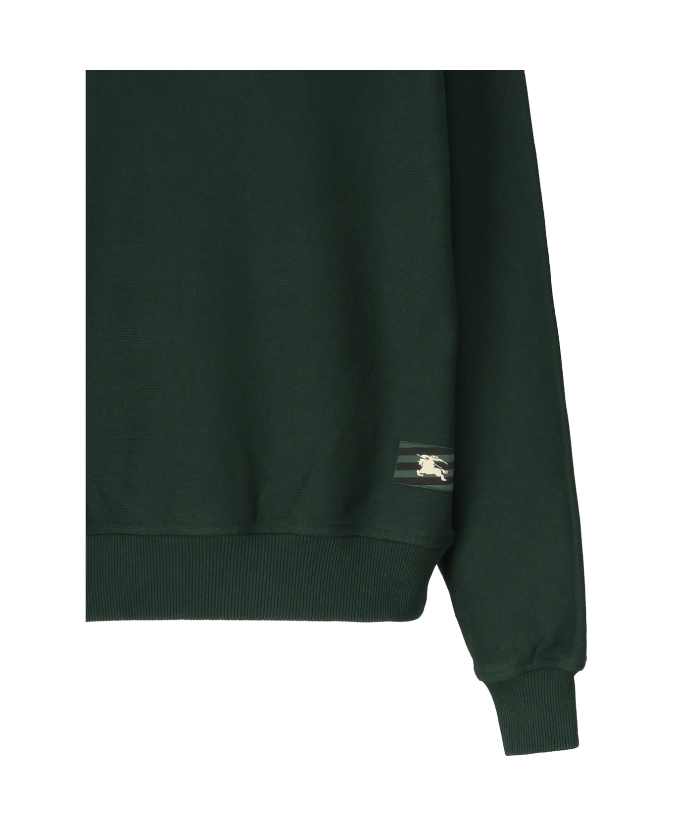 Burberry Logo Embroidered Ribbed Sweatshirt - Ivy