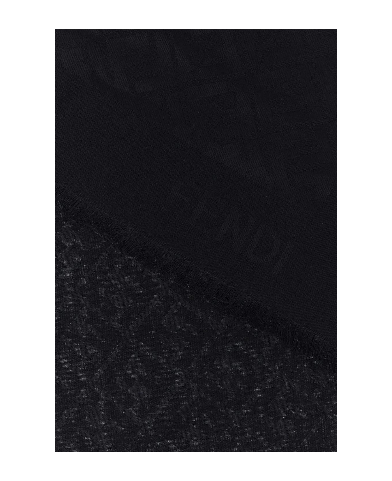 Fendi Ff Diagonal Silk Shawl - Black スカーフ＆ストール