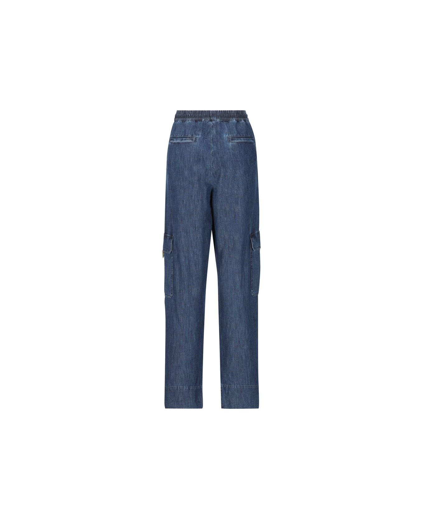Valentino Garavani Wide-leg Cargo Jeans - Blue デニム