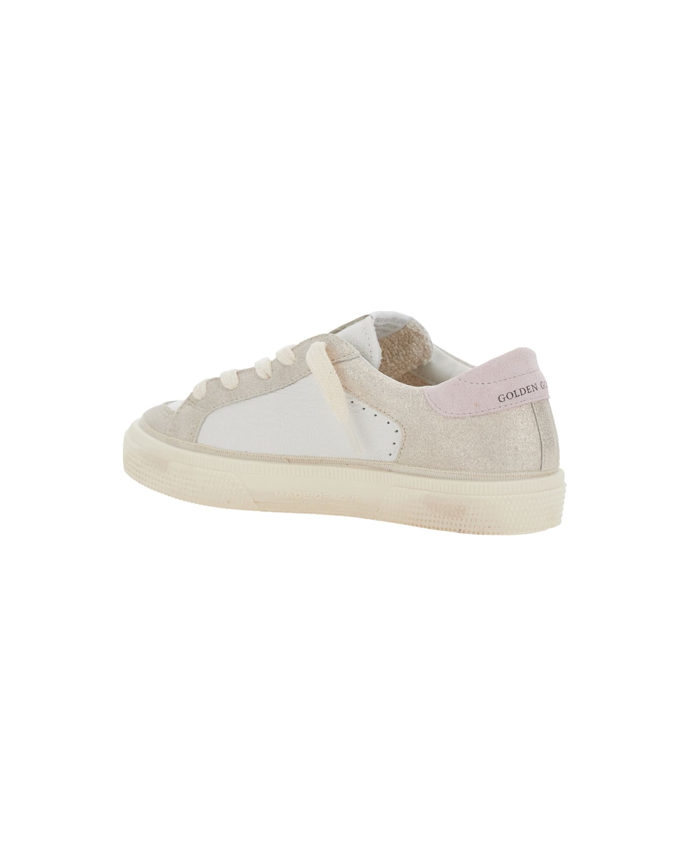 Golden Goose 
may
 White Low Top Sneakers With Logo On The Tongue And Star Shaped Detail On The Side In Leather Girl - White