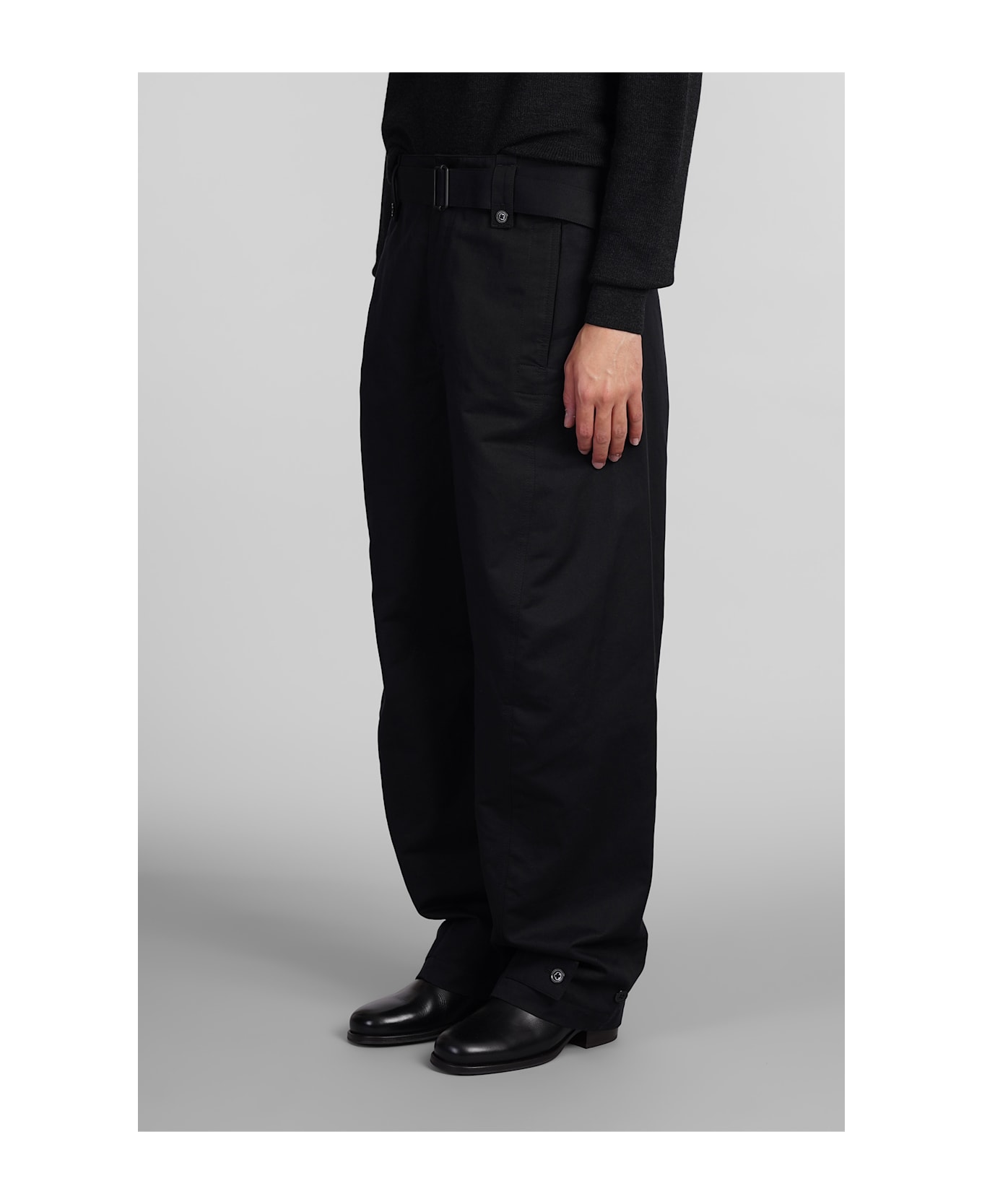 Lemaire Pants In Black Cotton - black