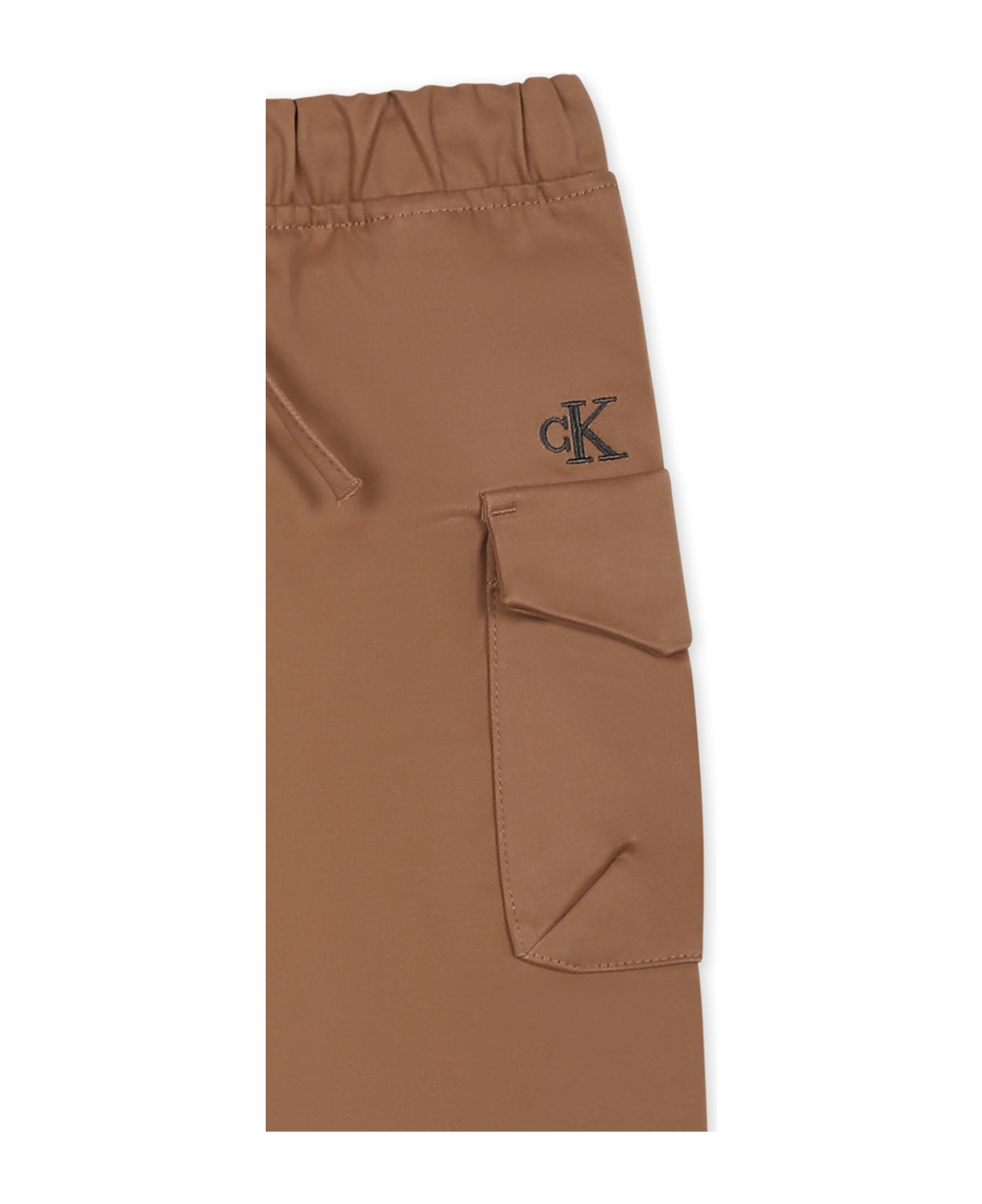 Calvin Klein Brown Trousers For Baby Boy With Logo - Brown