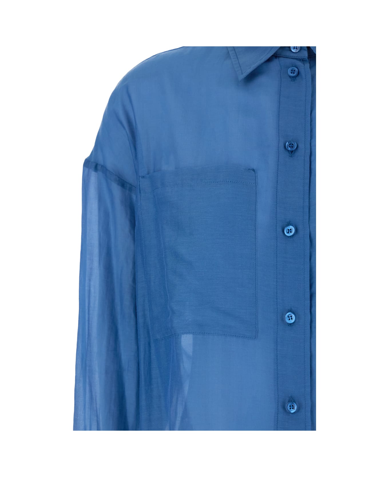 SEMICOUTURE Blue Shirt With Pockets In Cotton Woman - Blu