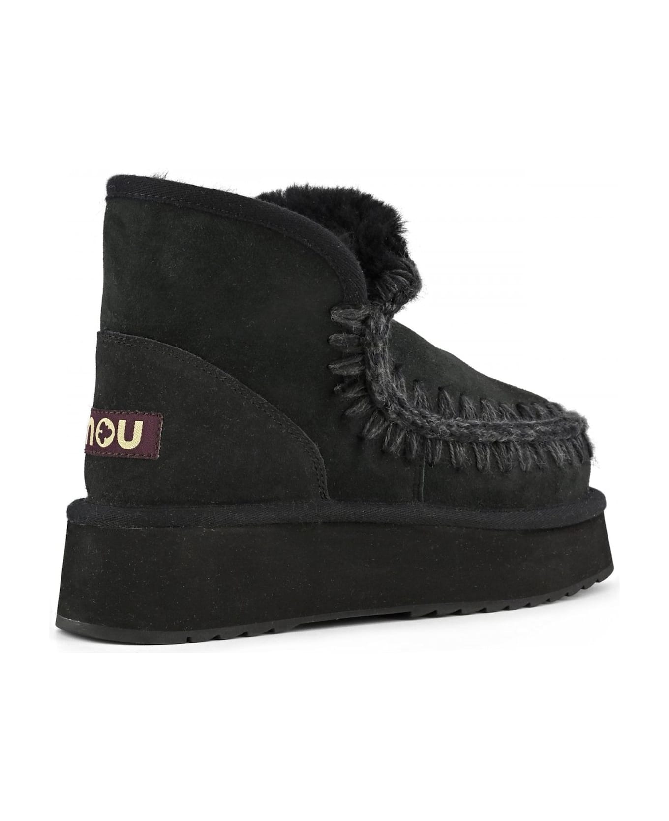 Mou Mini Eskimo Platform Boot In Black Suede - Black